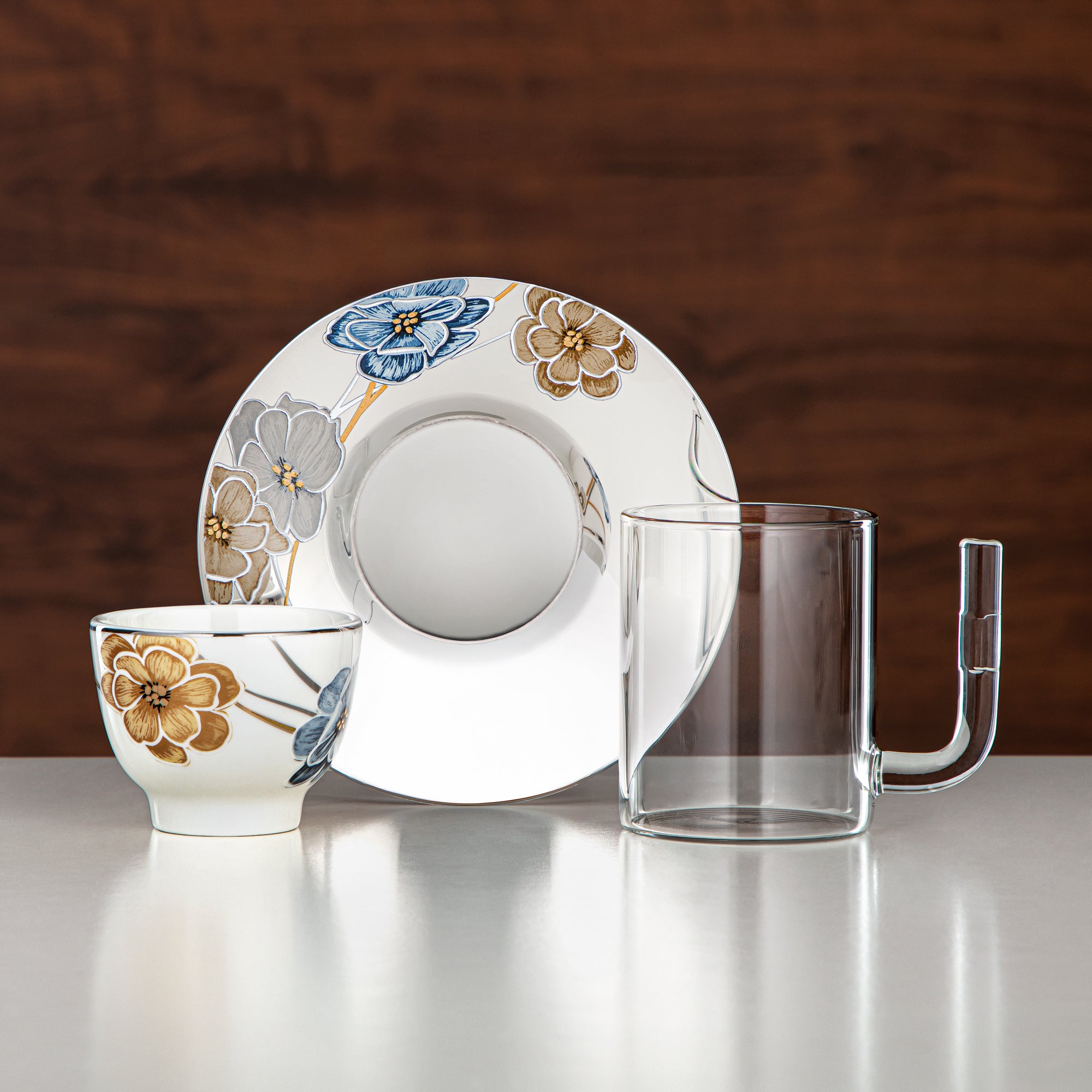 Almarjan Vacuum Flask Set 20 Pieces | Silver & Gold 1L + 1L (GOK-S-S-G + 18PCS-12256-2) – Elegant Serving | Gatherings, Special Occasions, Ramadan, Eid