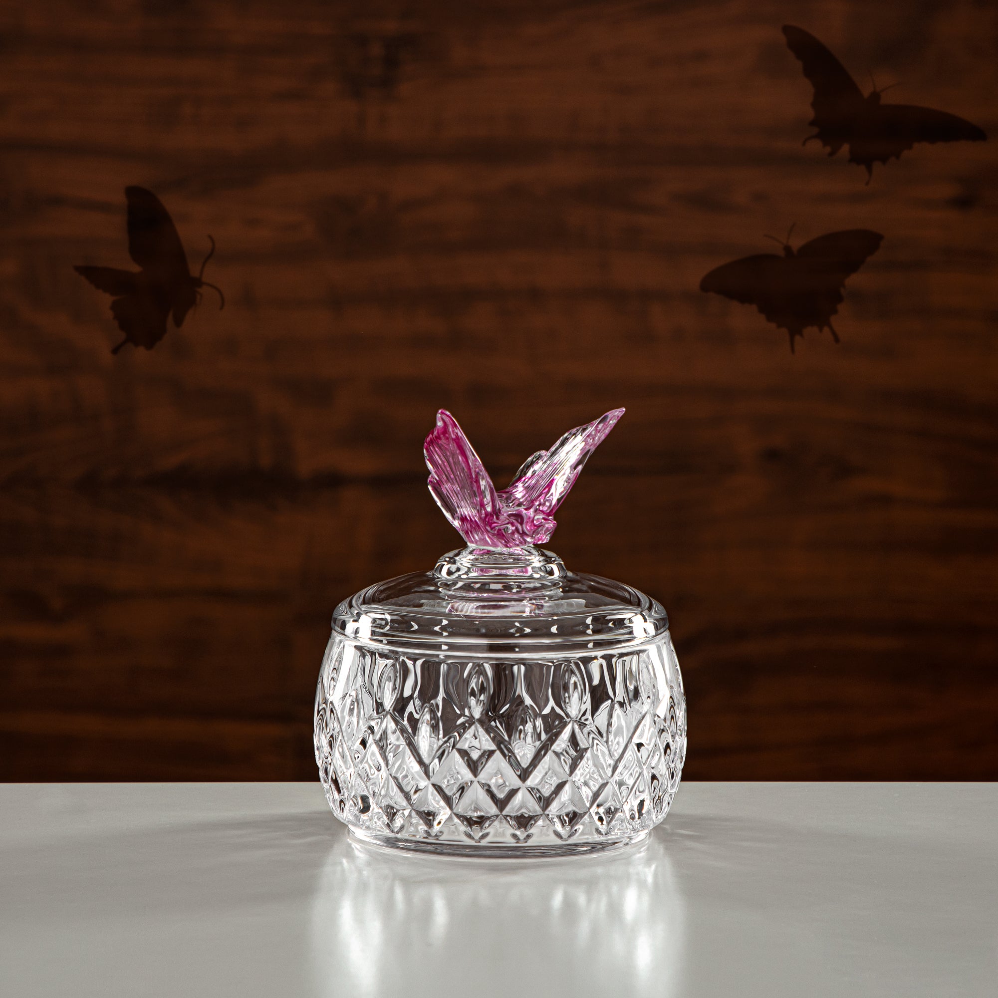 Almarjan Candy Bowl 11CM Glass Clear & Pink (41244-275-BG) Elegant Hosting Pieces