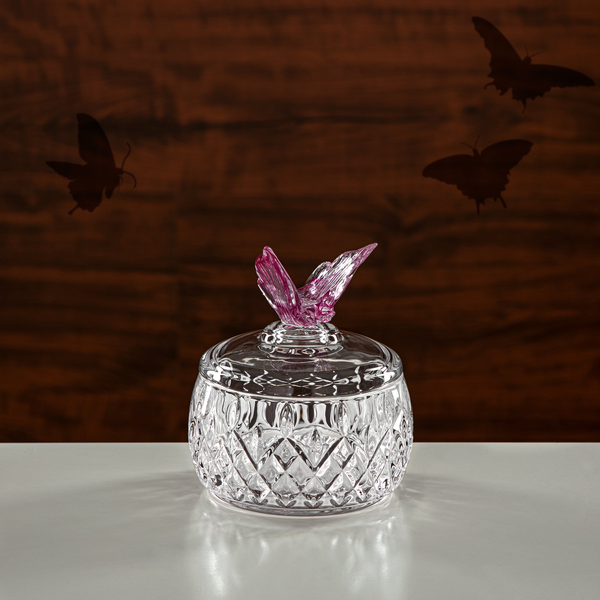 Almarjan Candy Bowl 11CM Glass Clear & Pink (41244-275-BG) Elegant Hosting Pieces