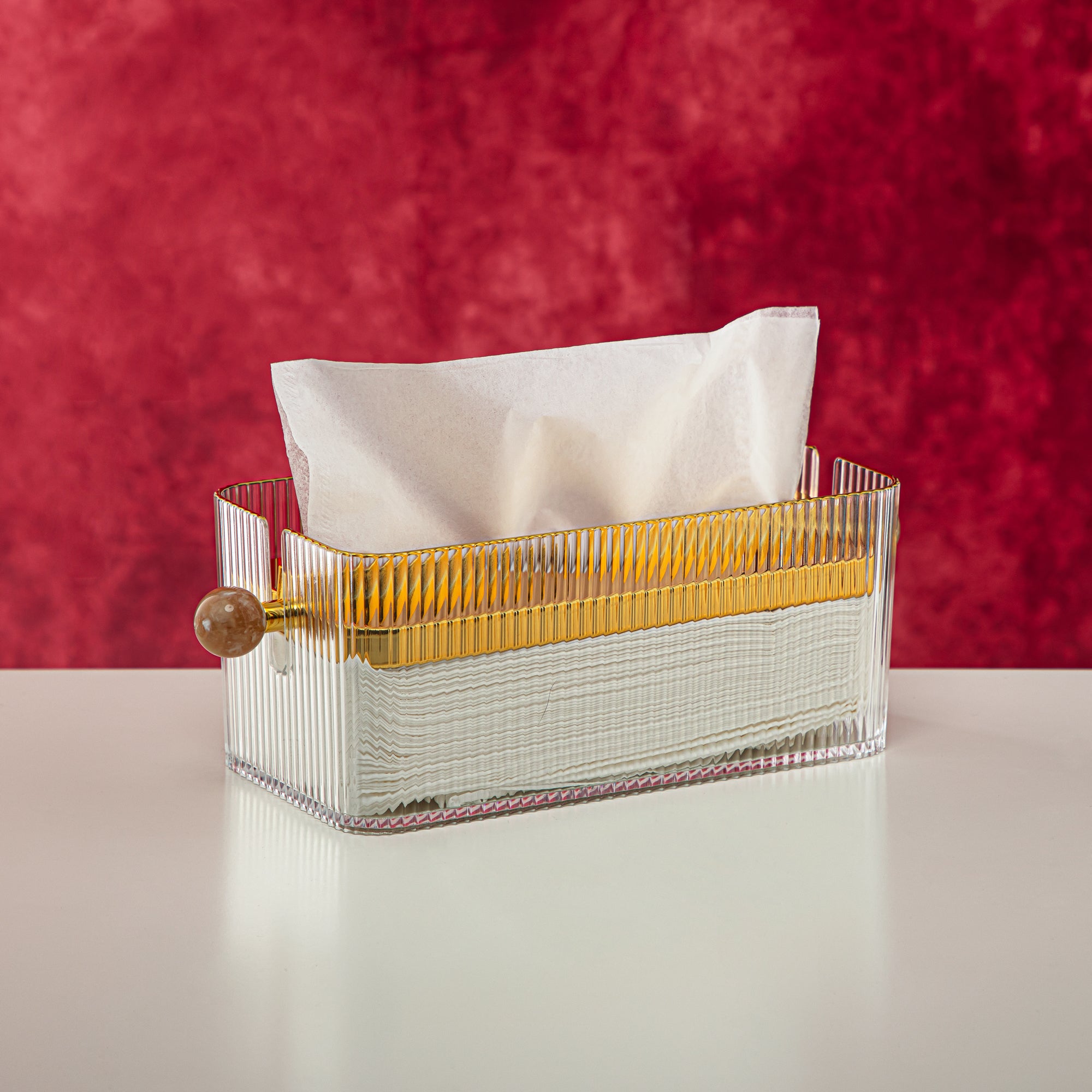 المرجان طقم سلة مهملات وصندوق مناديل أكريليك قطعتين - FB01/02 PBG/G