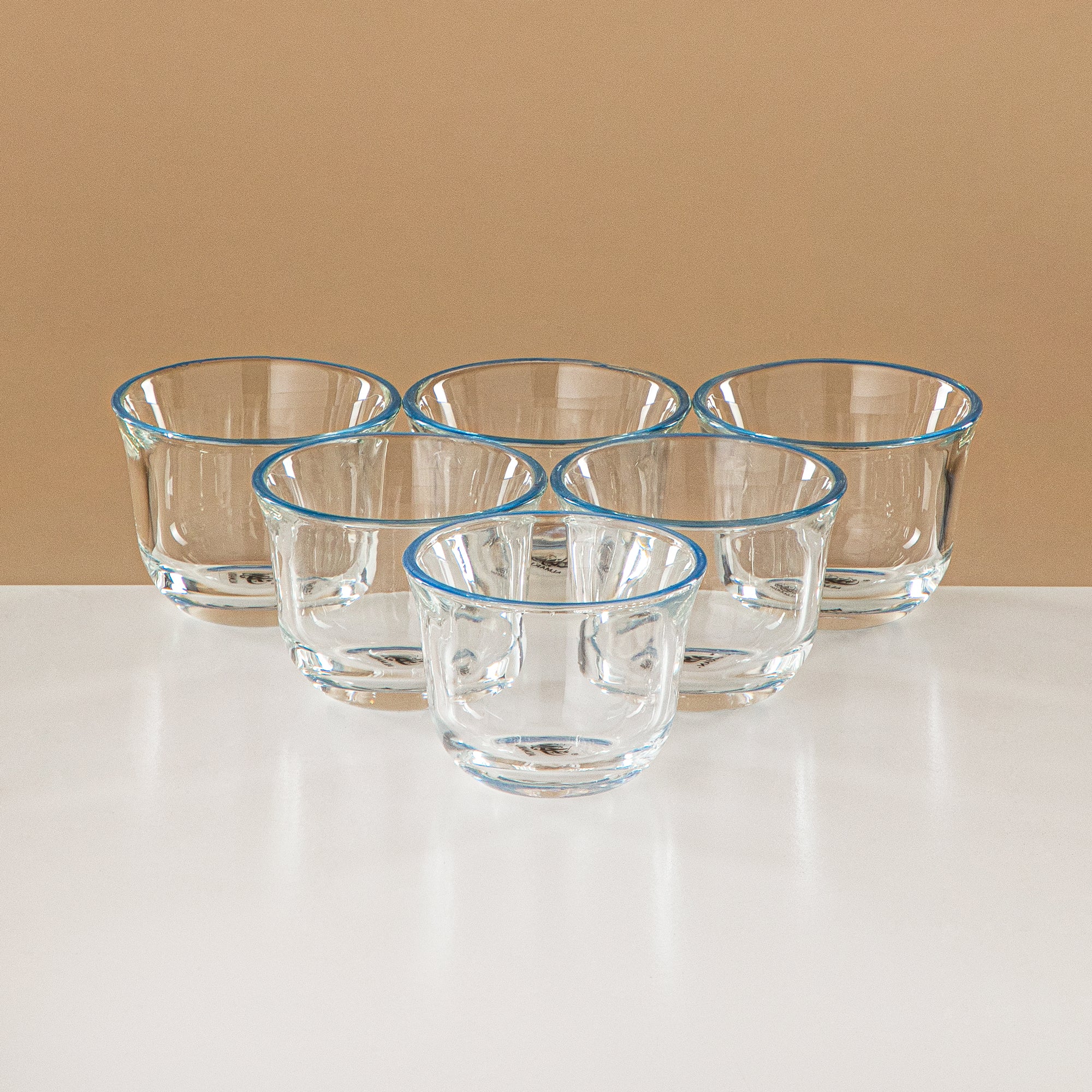 طقم شاي وقهوة المرجان 18 قطعة، زجاج، حافة ومقبض لون أزرق فاتح (FB808-18 ALLHB) - أواني تقديم أنيقة للشاي والقهوة