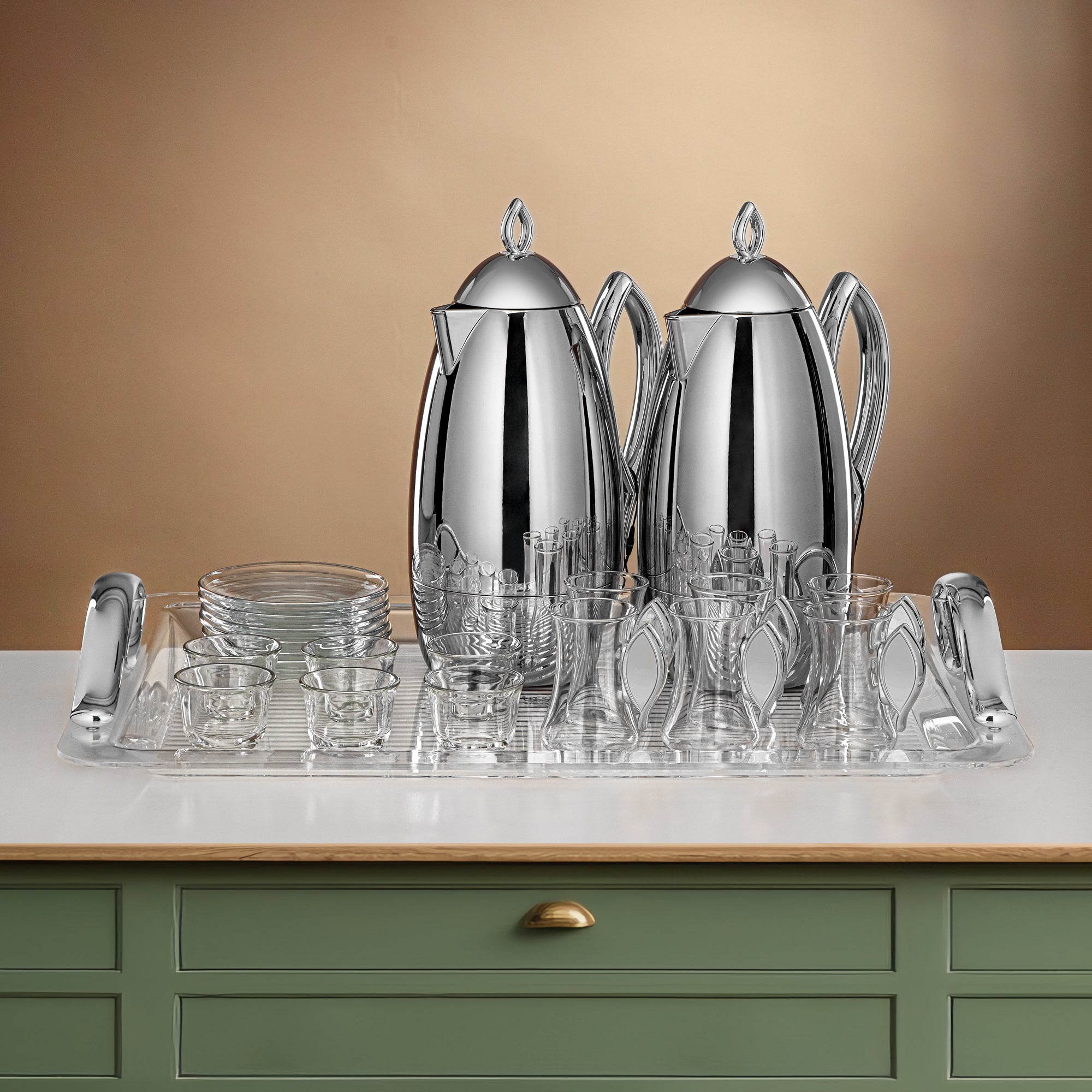 طقم تقديم المرجان ٢٤ قطعة فضي