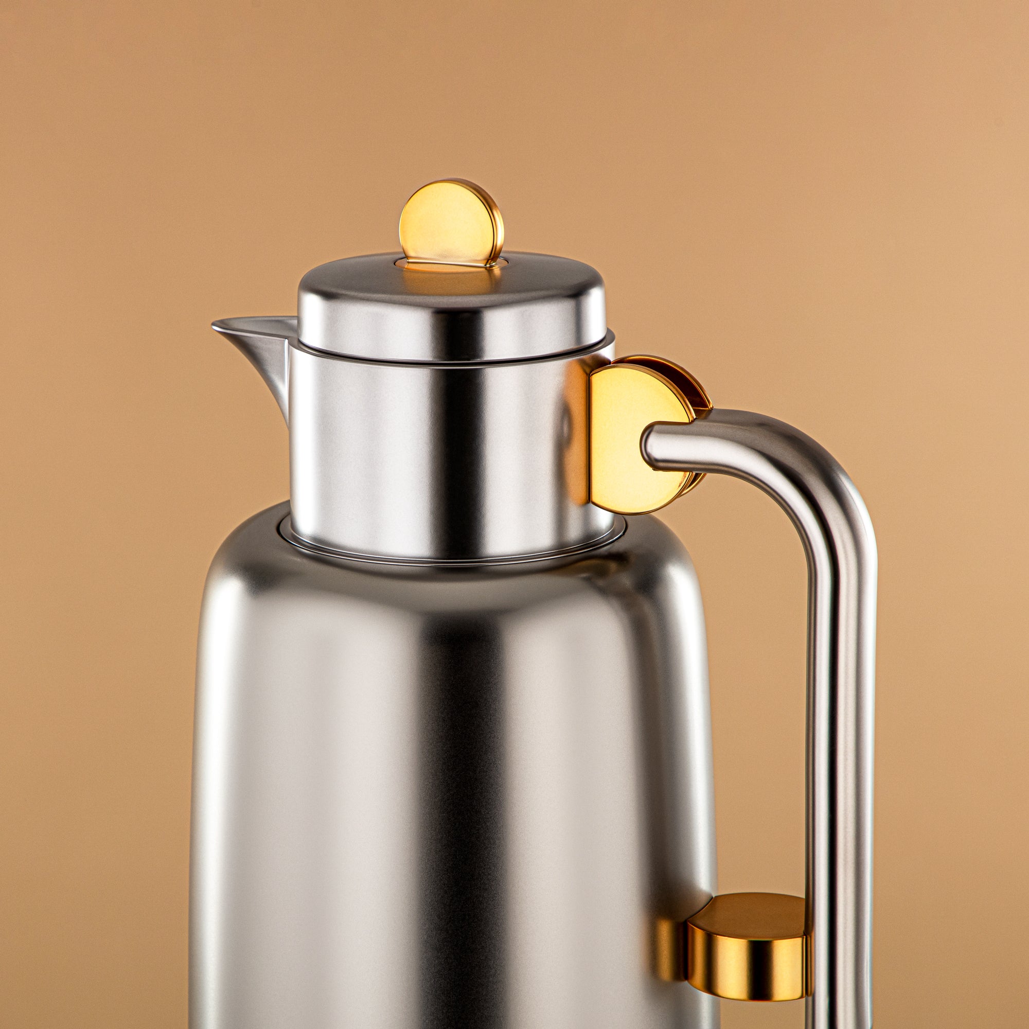 Almarjan Vacuum Flask Set - 0.7L + 1L, Matt Silver & Matt Gold (FG808-070/100 MG/MC) - For Serving Tea & Coffee