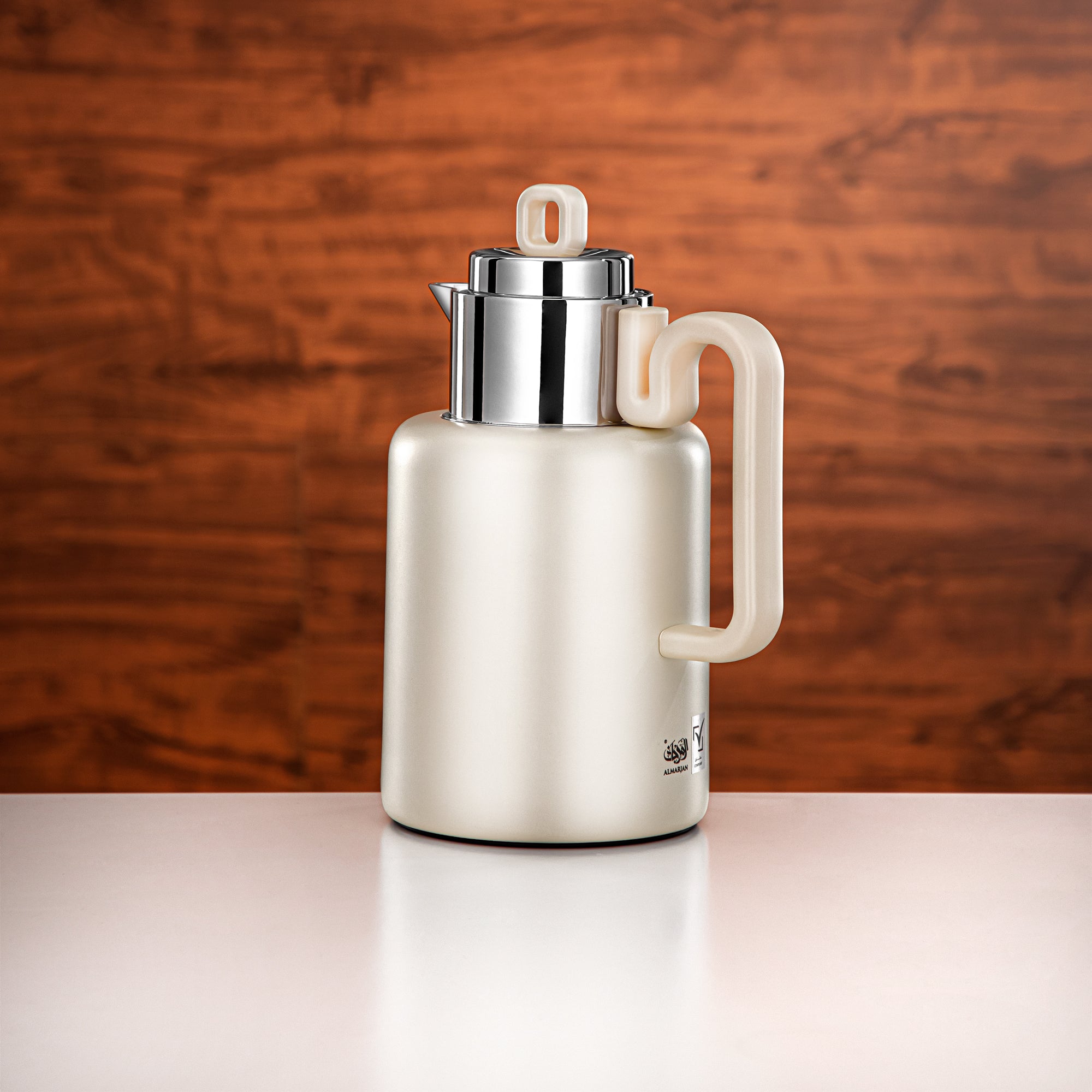 Almarjan Vacuum flask Set 0.5 liter + 1 liter matt pearl white & silver (FG815-050/100 MPW/MC)