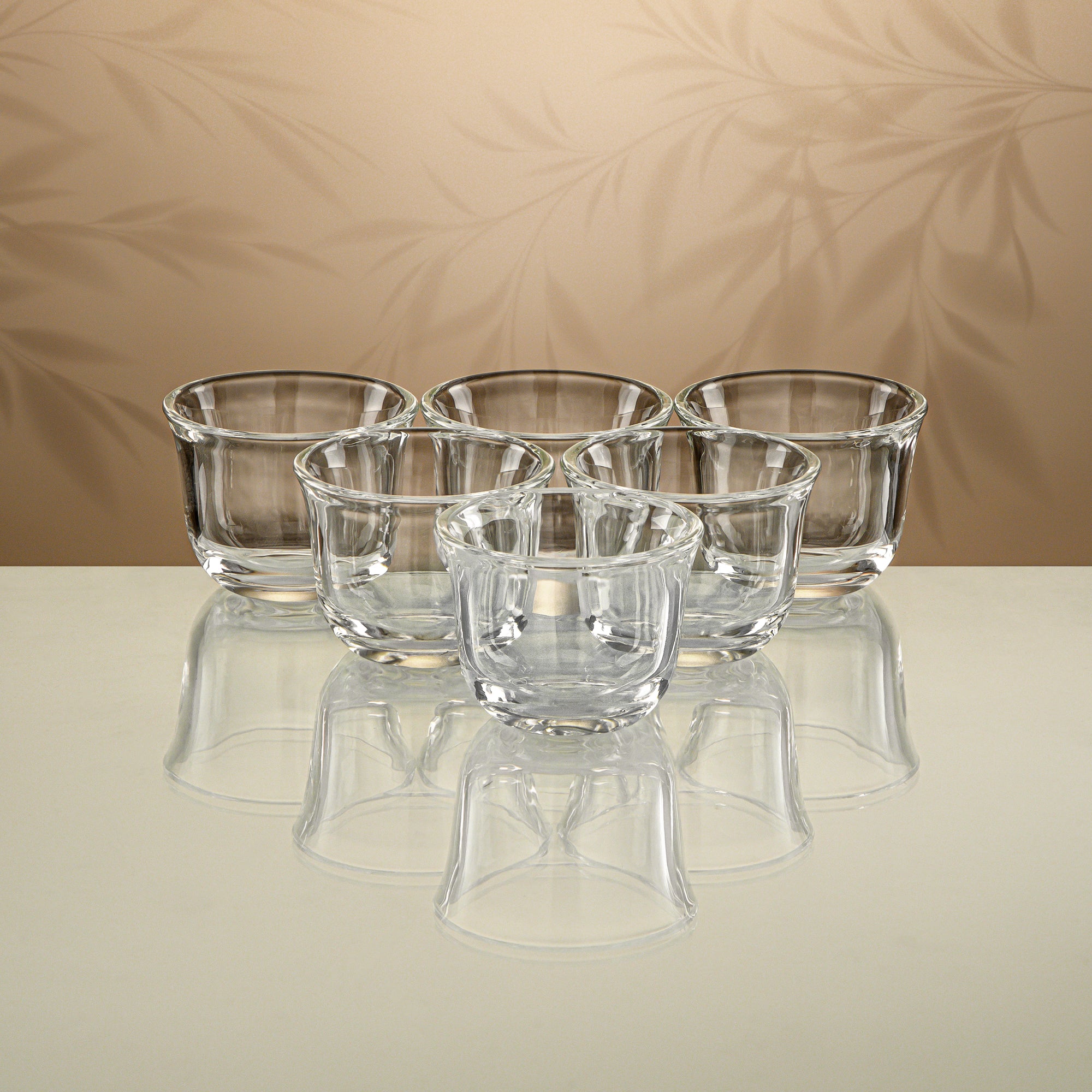 Almarjan Tea Set 18 Pieces Clear with Dark Wood Accents