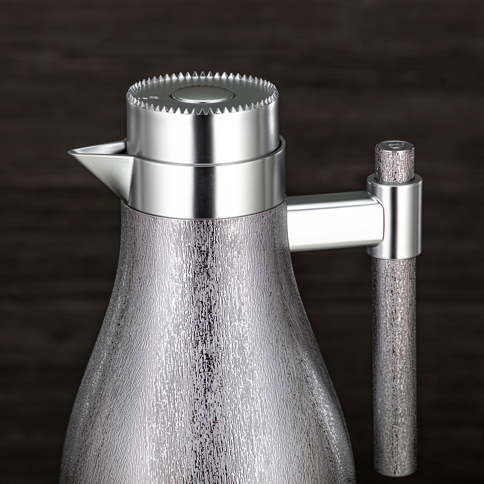 Almarjan Vacuum Flask Set ABS Push Button 1L + 1L Silver & Matt Silver (GOK-S-MS-MS) - Elegant Serving