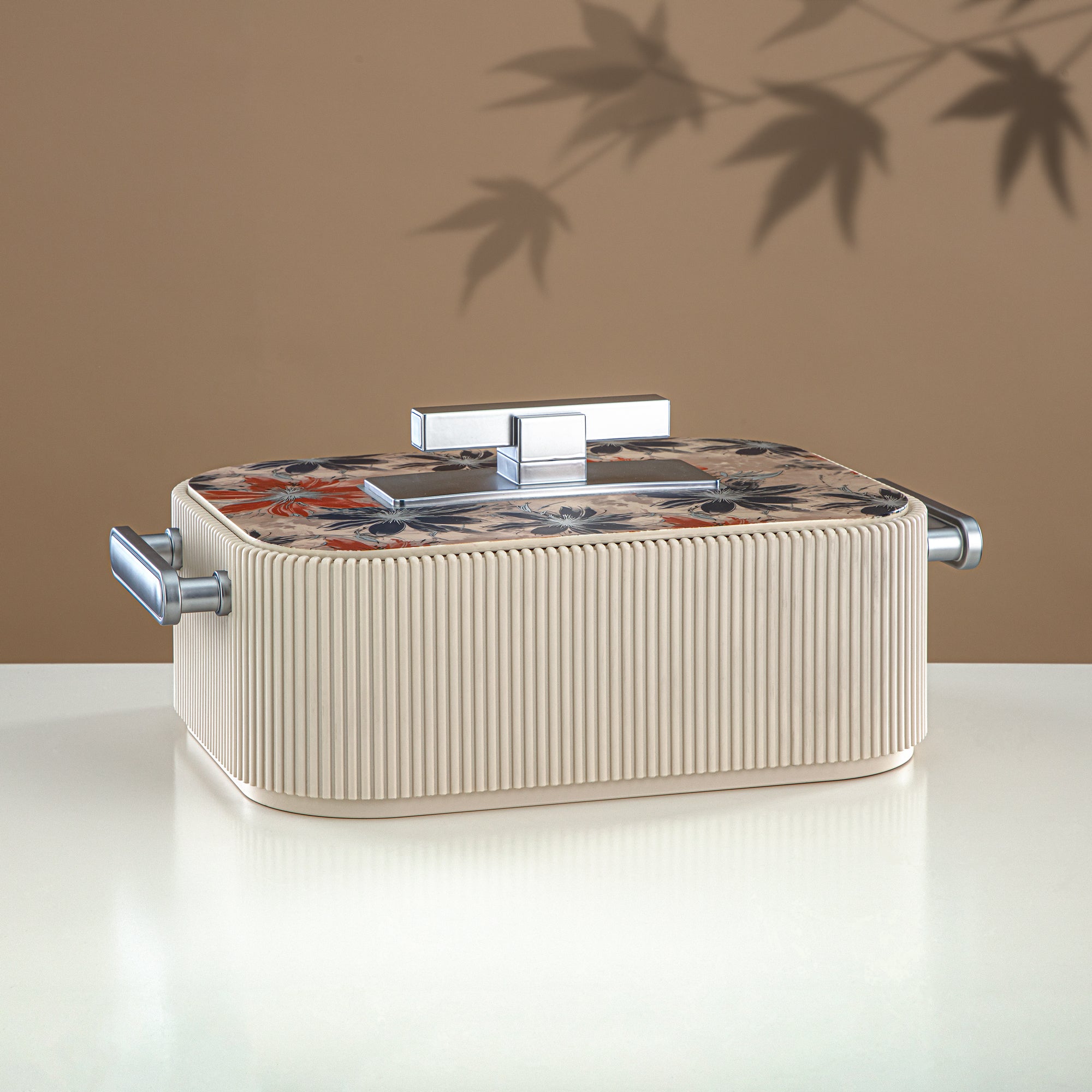 حرارات المرجان سعة ABS، 4000 مل، بيج مزهر وفضي مطفي (HP06-400SP-AZ05S) - تقديم أنيق