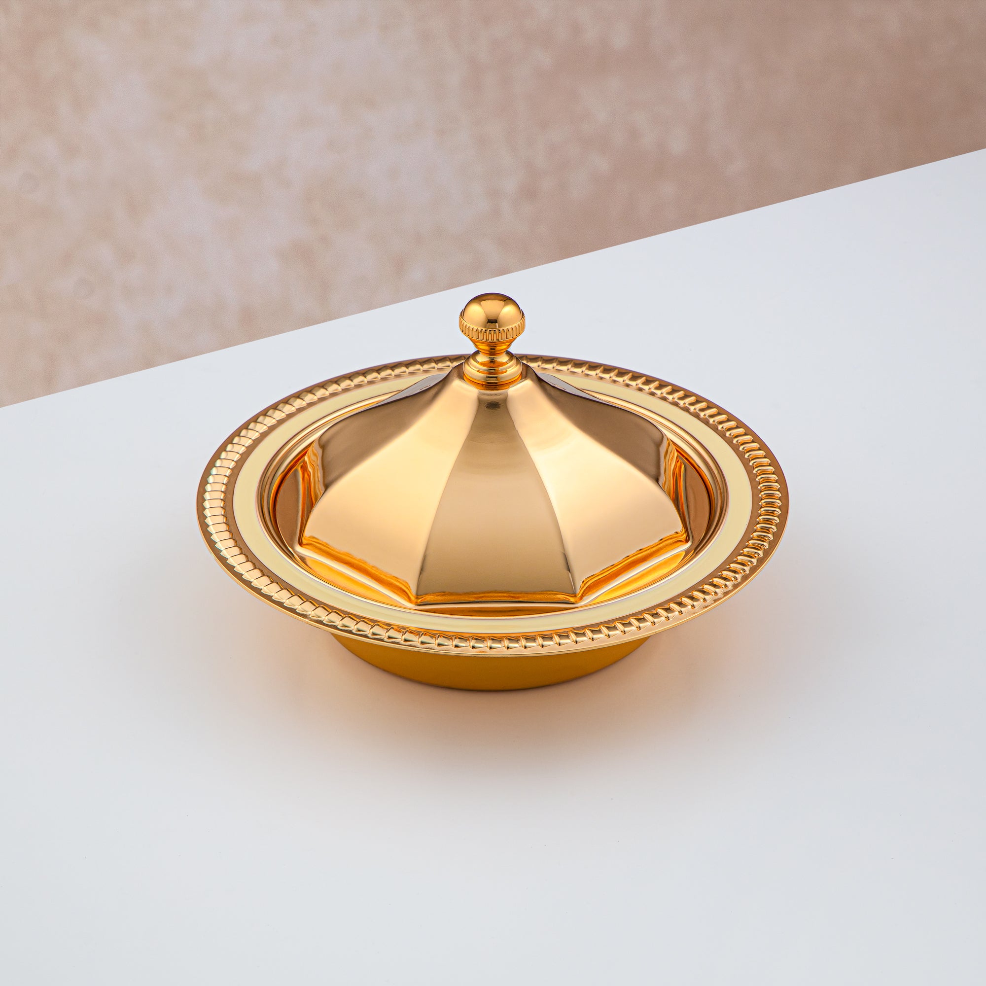 Almarjan 18 CM Date Bowl With Cover Gold - HT2305023