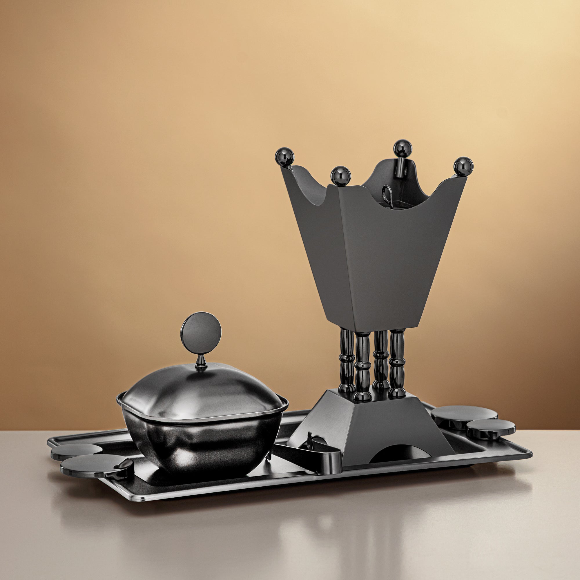 Almarjan 4 Pieces Incense Burner Set Matte Black - HT2506047