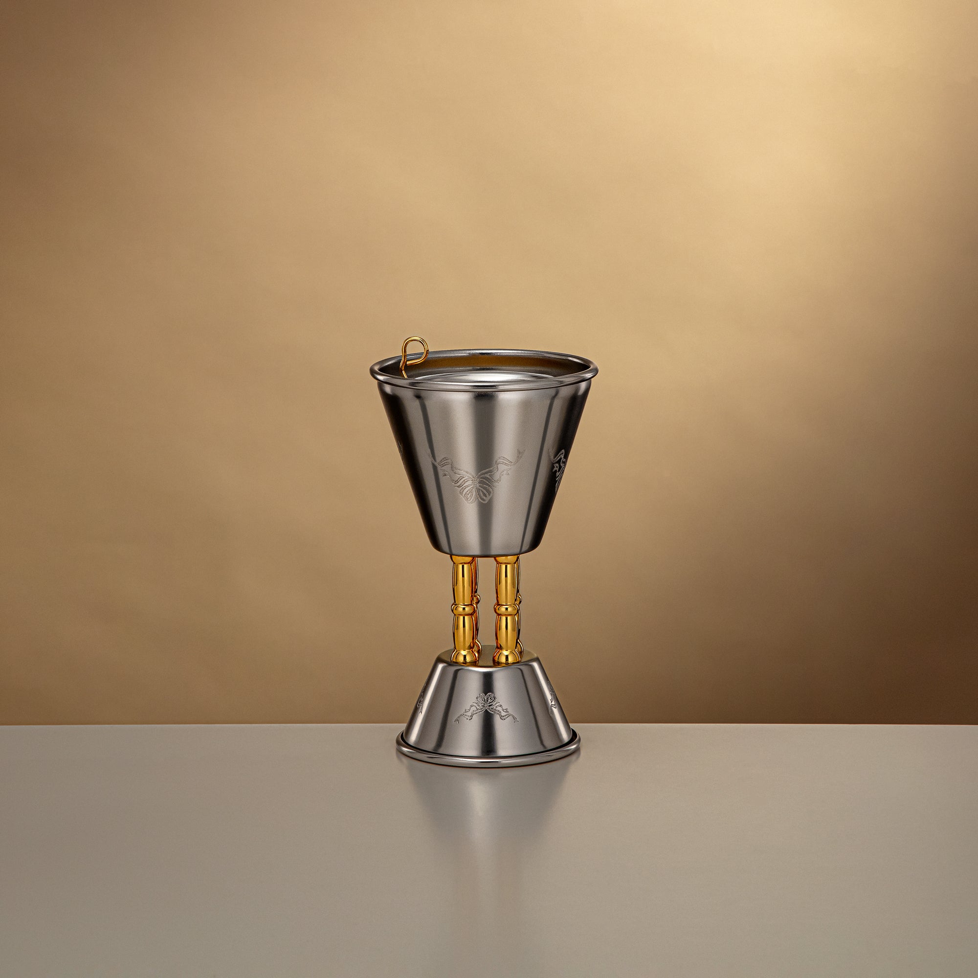 Almarjan 18 CM Incense Burner Matte Nickel & Gold - HT2506090