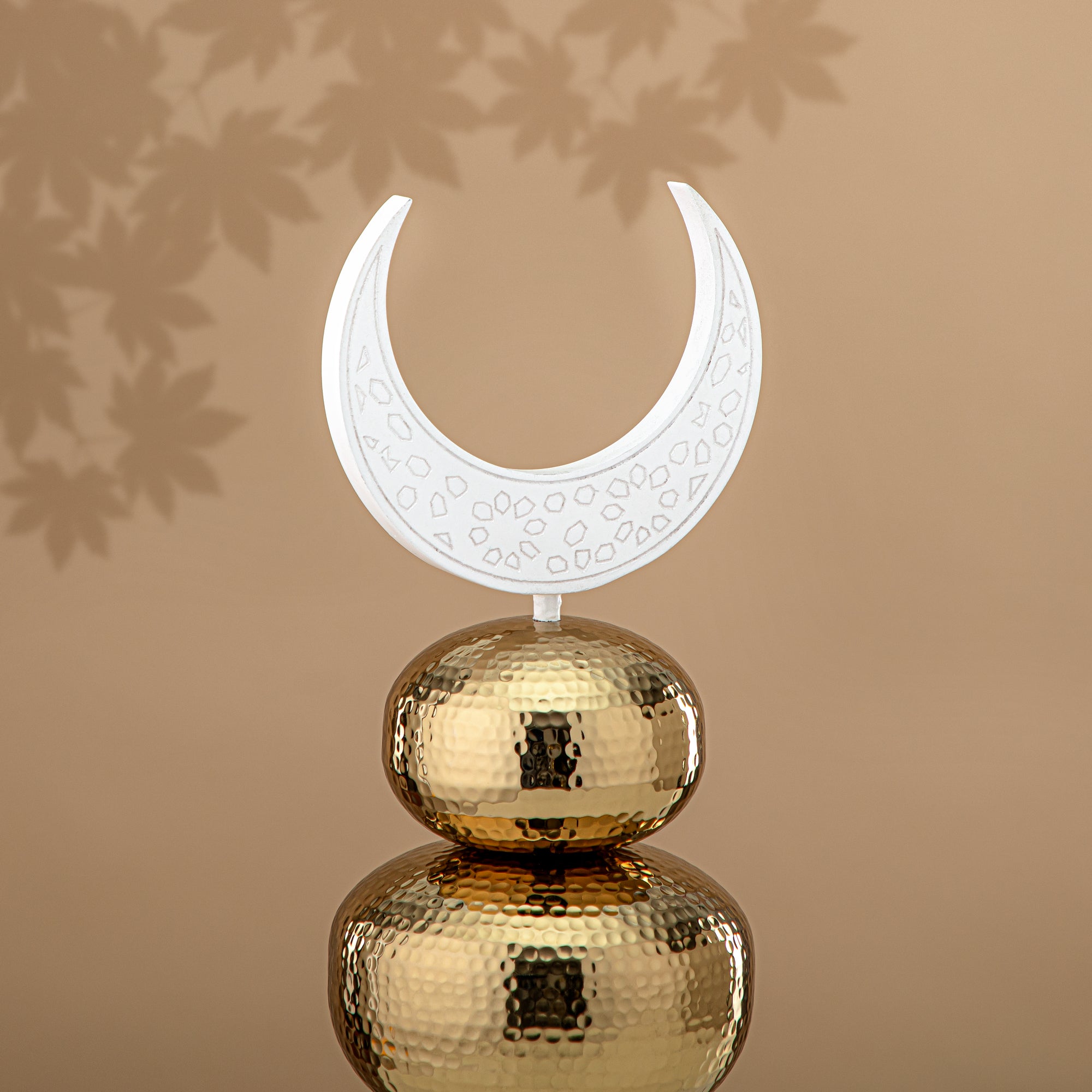 زينة طاولة المرجان ستانلس ستيل 45 سم ذهبية وبيضاء (MD-3037B) - زينة رمضان