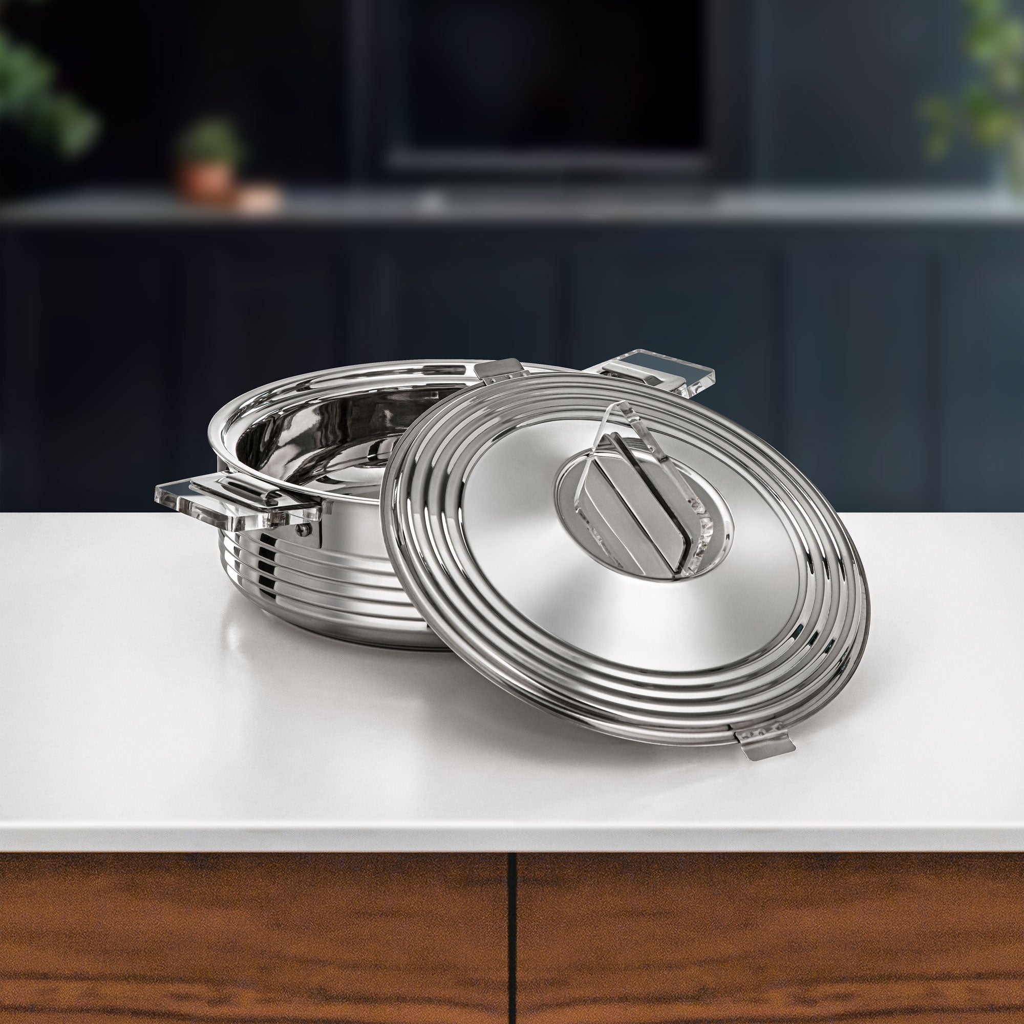 Almarjan Mahra Hot Pot Set of 4 Stainless Steel Silver (H25P3)