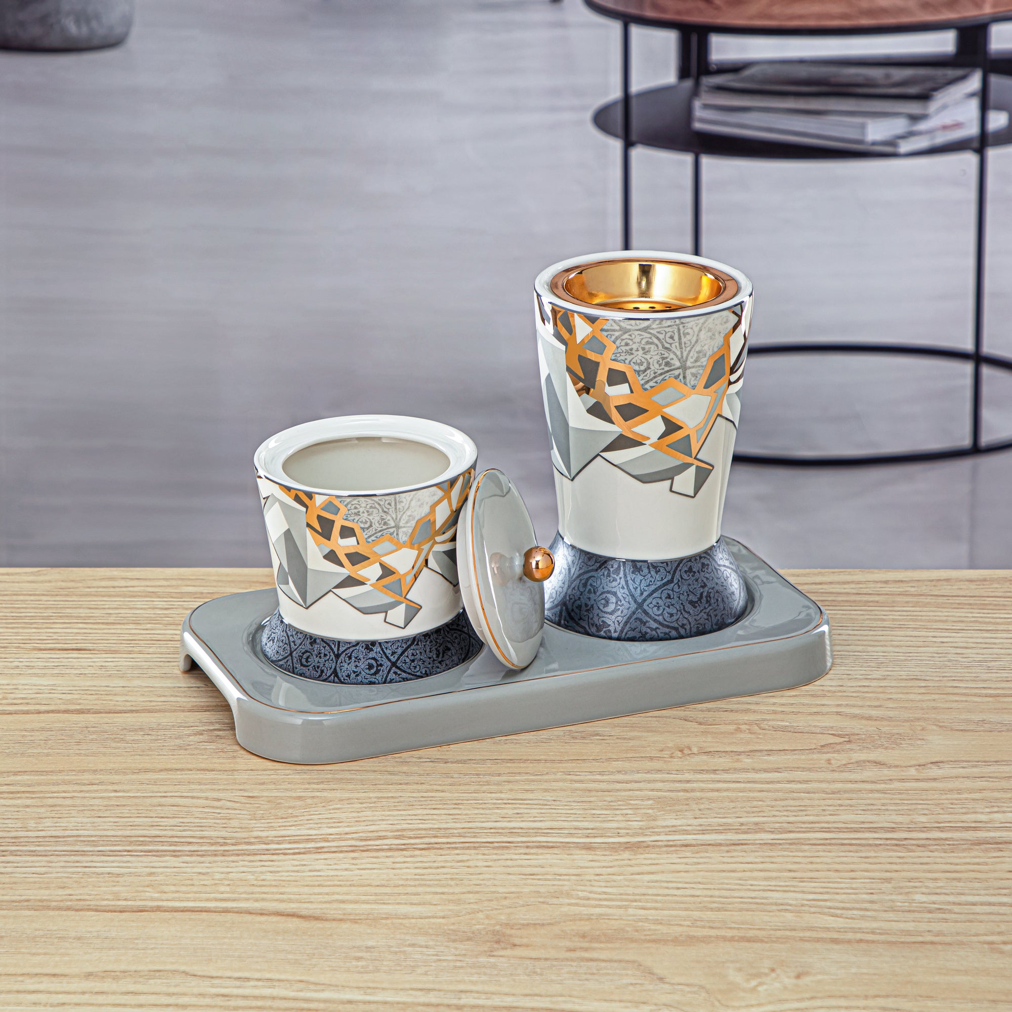 طقم مبخرة المرجان 3 قطع بورسلين - 1235