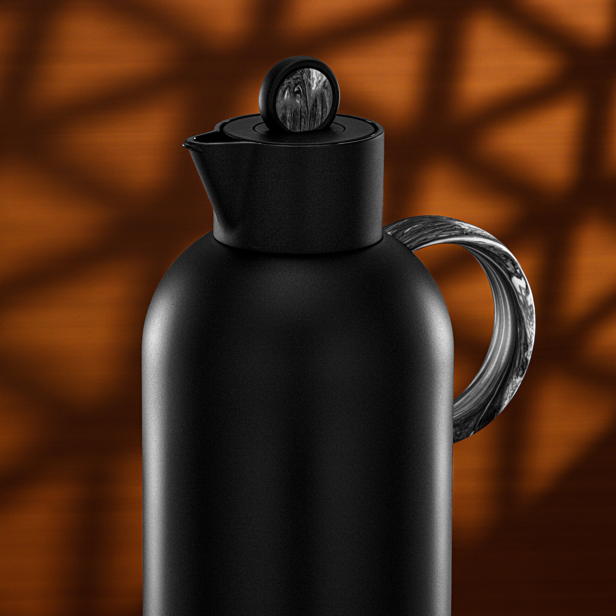 Almarjan Vacuum Flask Set 1L + 1L Matt Black & Black Marble
