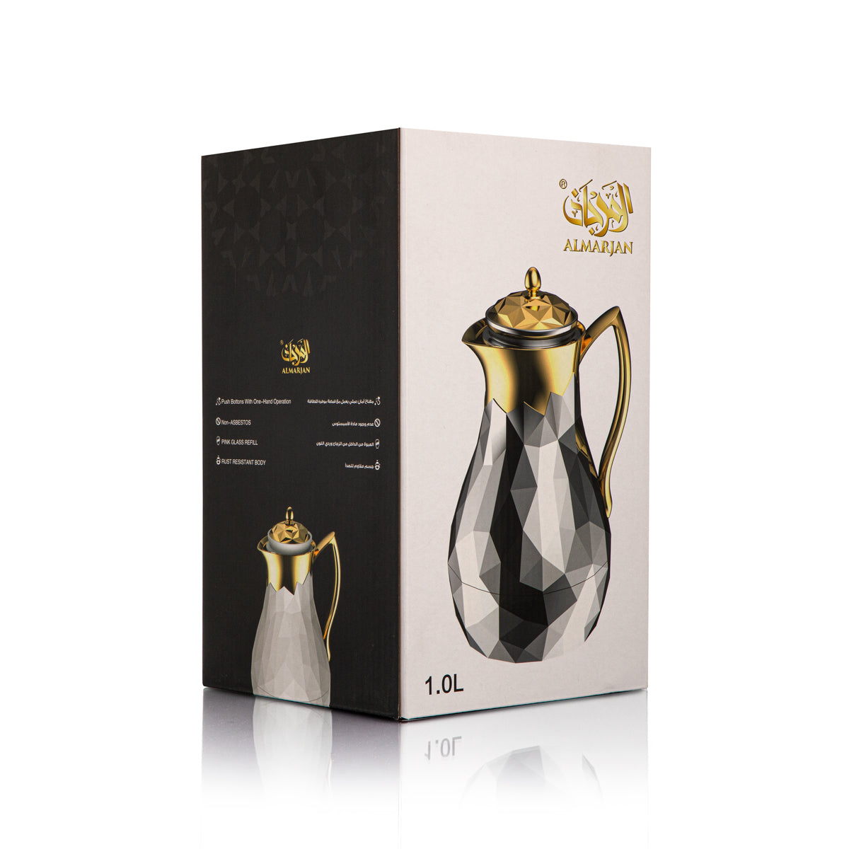 Almarjan 1 Liter Vacuum Flask Matt Black & Gold - SM-2C131-100 MB/G