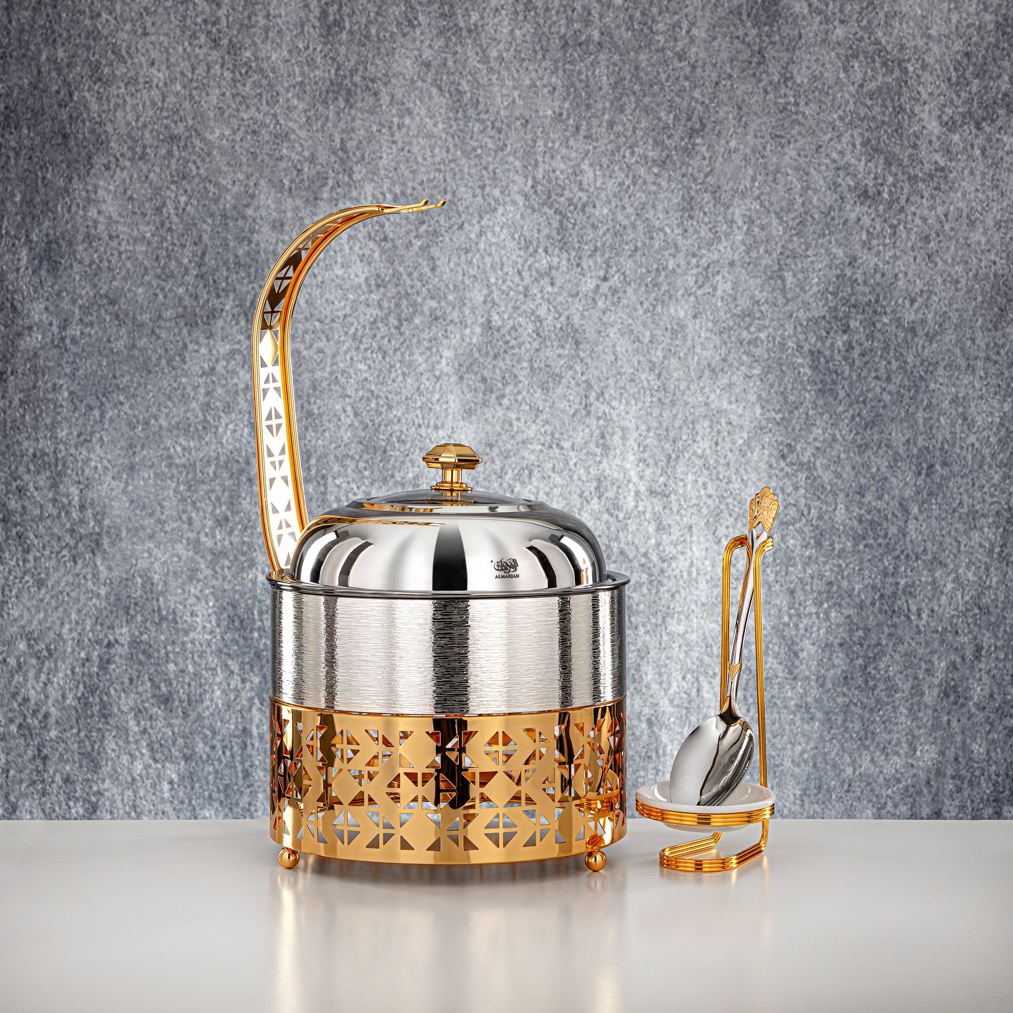 المرقجان 2000 مل طبق تسخين فضي وذهبي - STS0013340