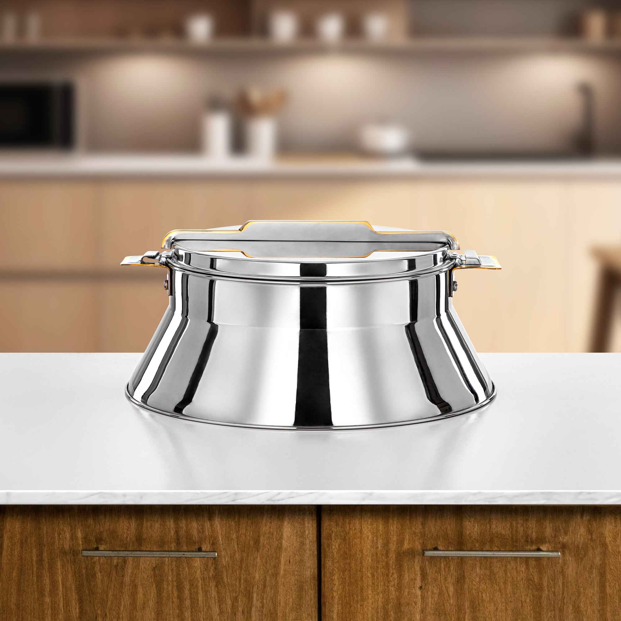 المرقاق حرارات ستانلس ستيل، 25 سم (3000 مل)، فضي وذهبي (H25PG8) - مجموعة دلال