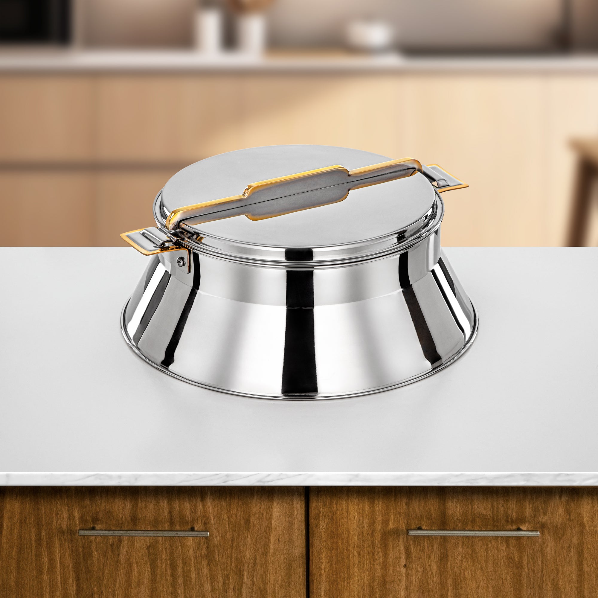 المرقاق حرارات ستانلس ستيل، 25 سم (3000 مل)، فضي وذهبي (H25PG8) - مجموعة دلال