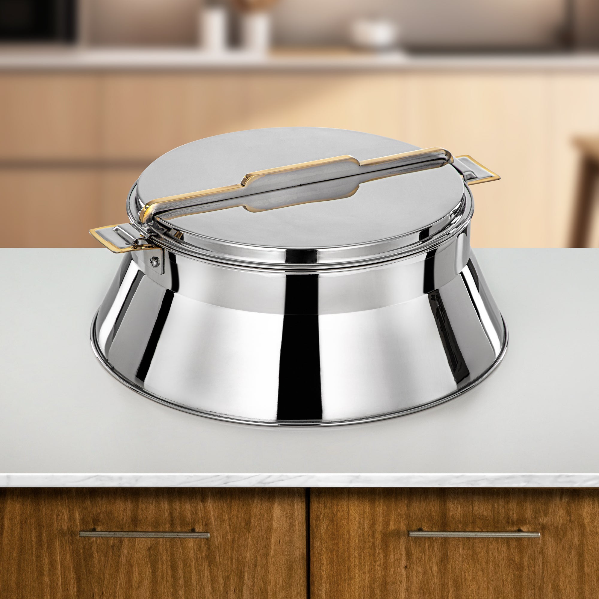 حرارات المرجان ستانلس ستيل، 35 سم (6000 مل)، فضي وذهبي (H25PG8) - مجموعة دلال