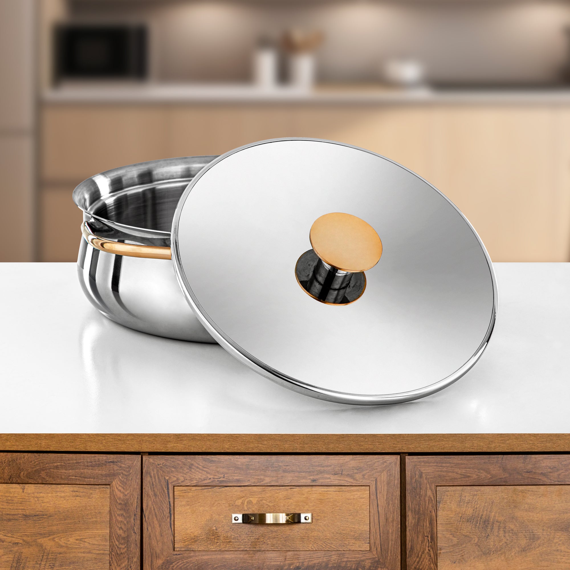 المارجان حرارات ستانلس ستيل، 30 سم (4800 مل)، فضي وذهبي (H25PG15) - مجموعة جواهر