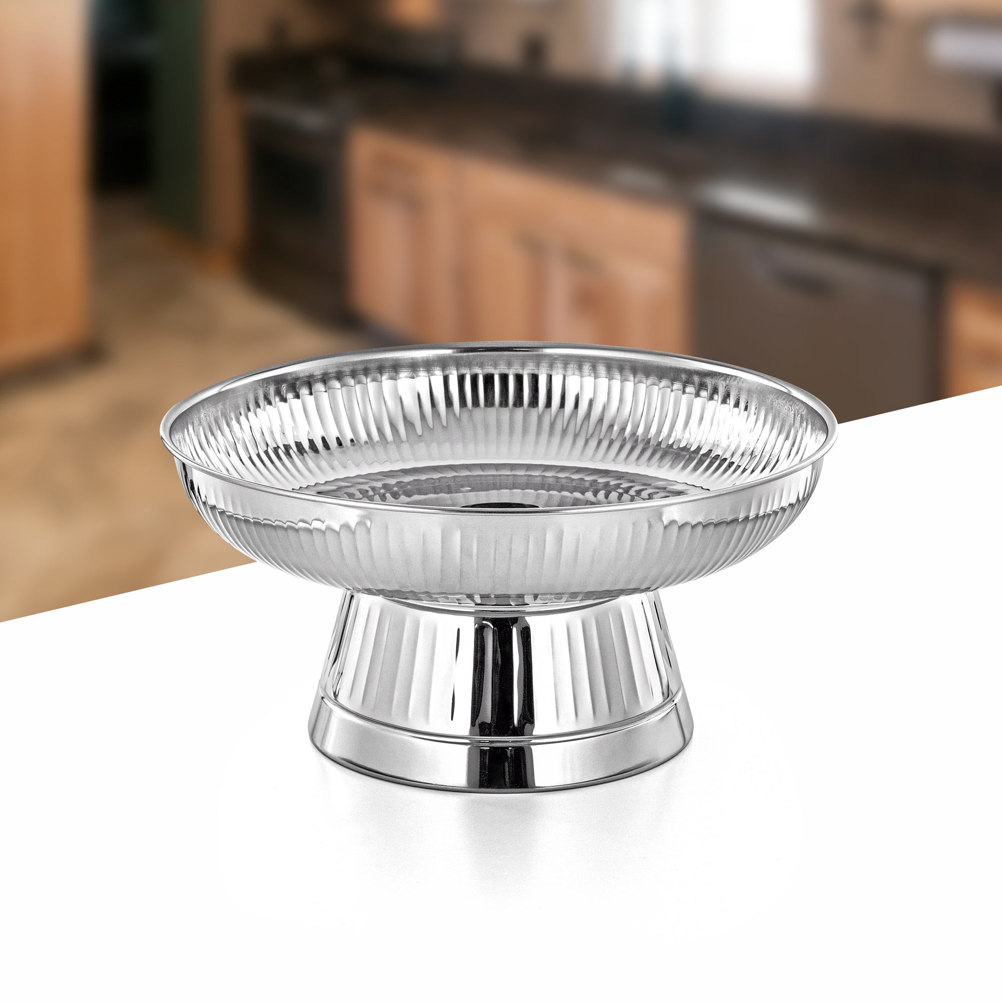 صينية خبز المرجان مع حامل 35 سم فضي