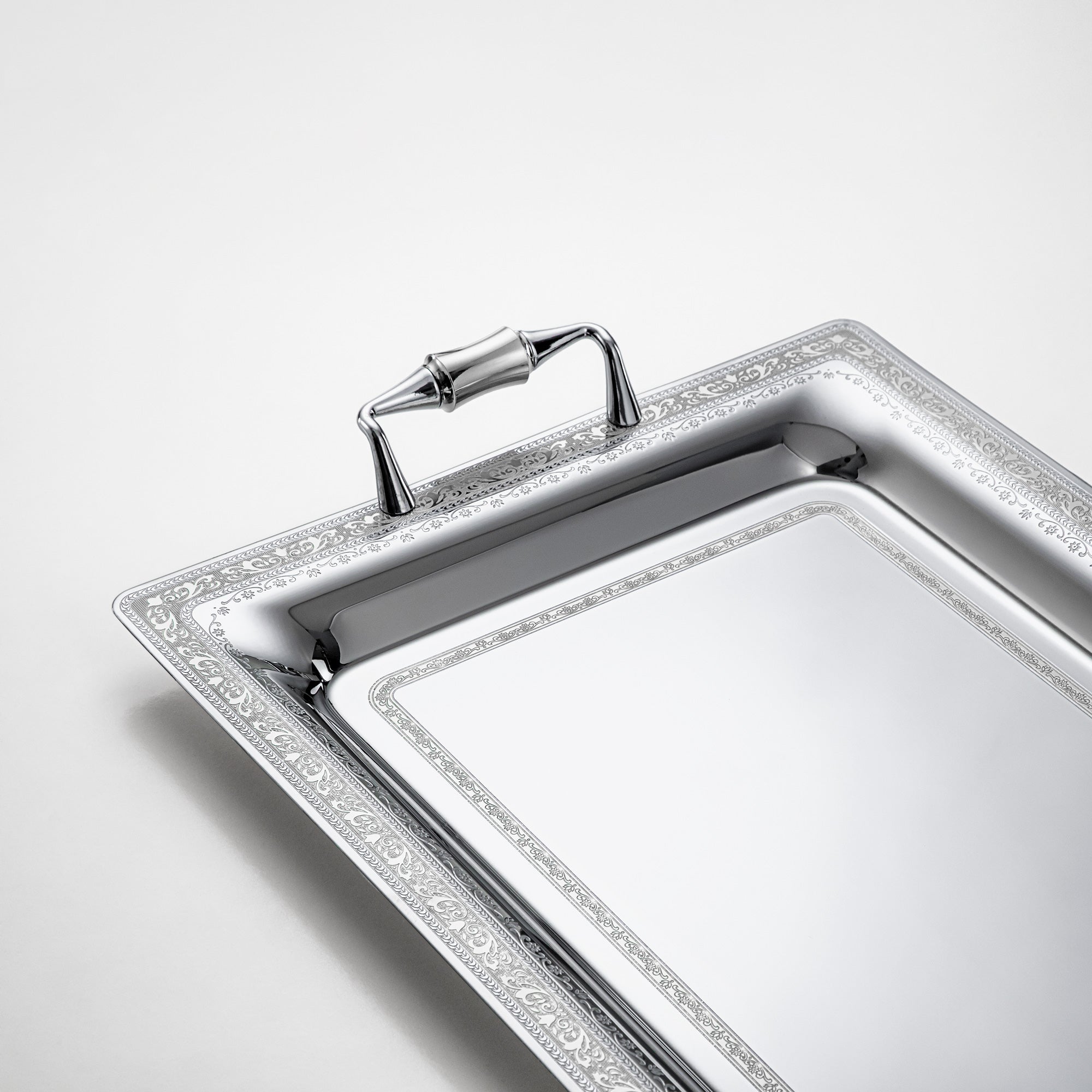 Almarjan Rectangular Serving Tray 45cm Silver