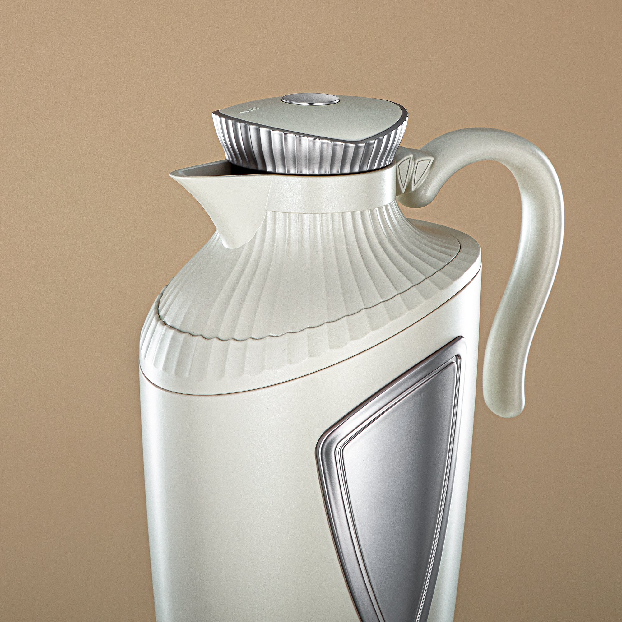 Almarjan 2 Pieces Vacuum Flask Set Matt White & Silver - UWP-0700/1000 Q330YZE23