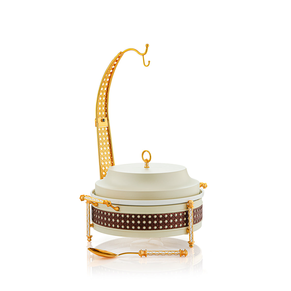 المرجان 3000 مل مدفئ الطعام من مجموعة الواحة مات بيج وذهبي - FW01-MBB-M