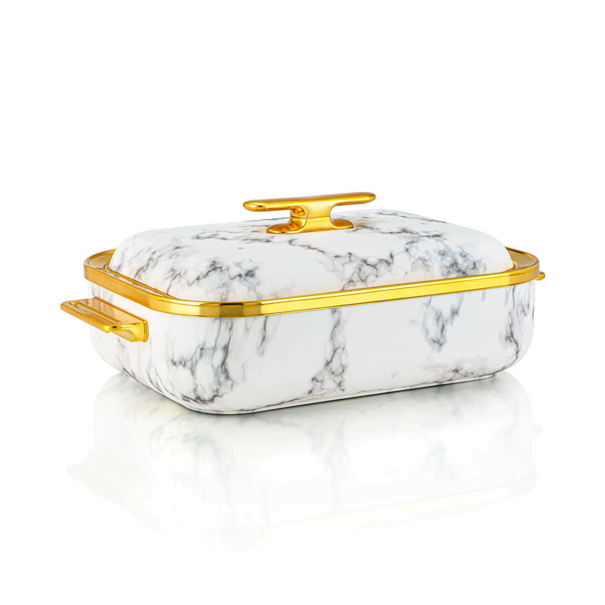 حرارة المرجان البلاستيكية المسنطيلة 3 لتر رخامي وذهبي - HP03-300