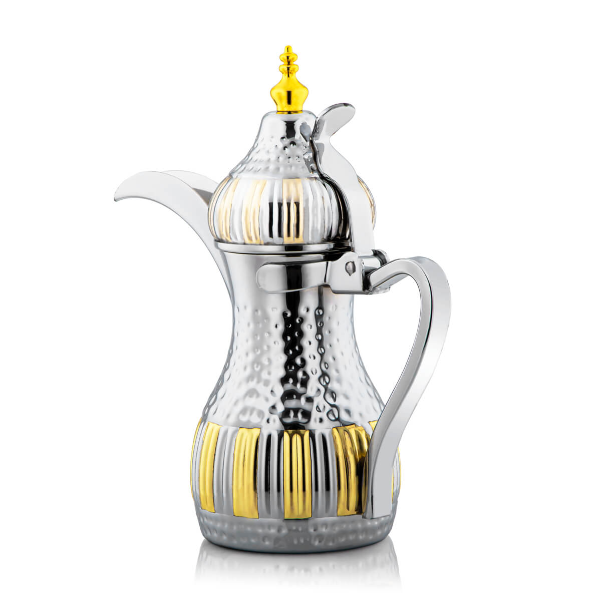 Almarjan 0.75 Liter Stainless Steel Dallah Silver & Gold - STS0010726