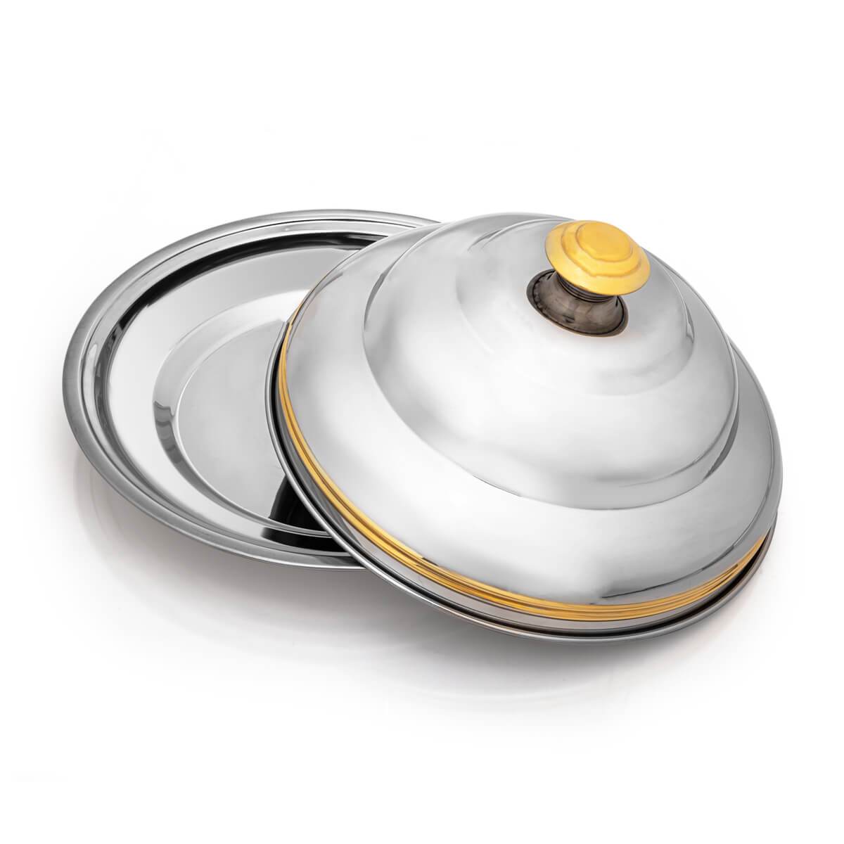 Almarjan 40 CM Orchid Collection Stainless Steel Koozy Tray Silver & Gold - H21PG1