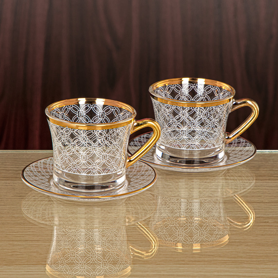 Almarjan 160 ML Glass Cup & Saucer - 1353BJ-0011P-SFY