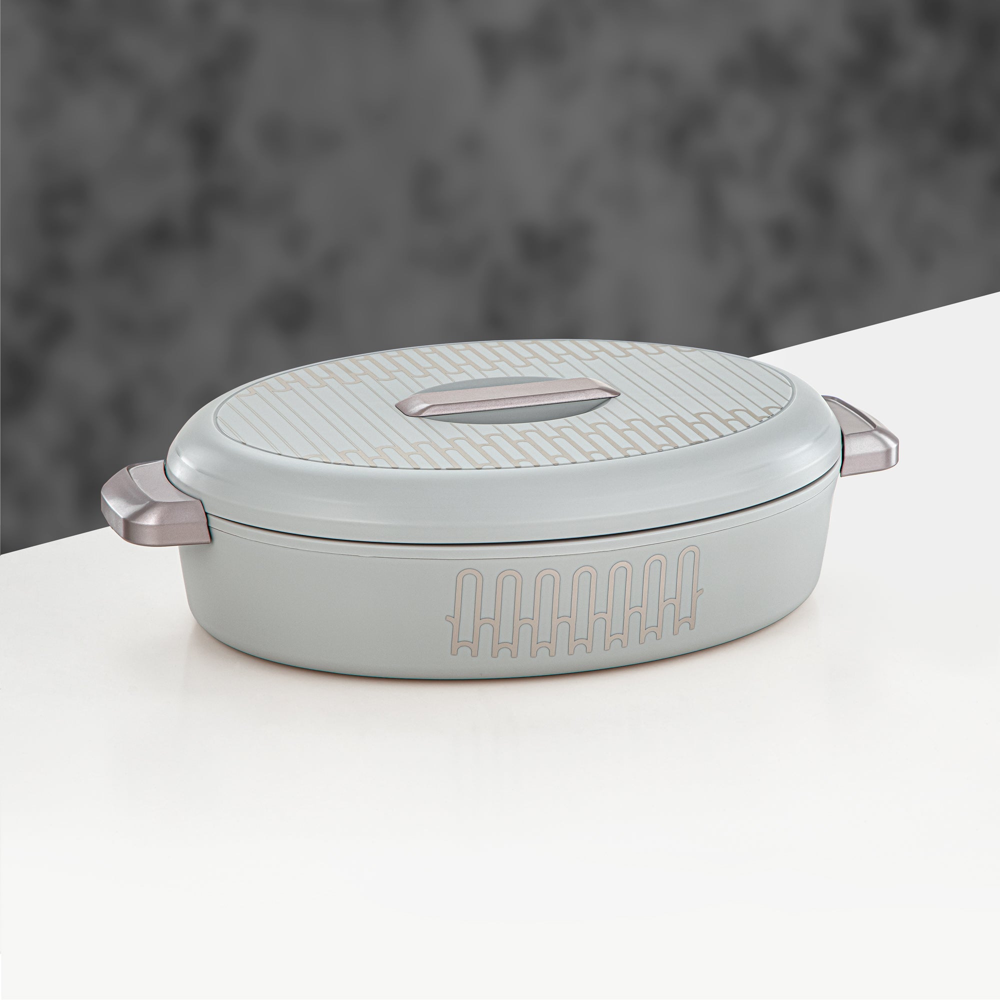 Almarjan Oval Hot Pot 2.8L Grey & Matt Gold