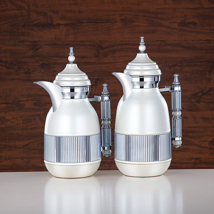 Almarjan 2 Pieces Vacuum Flask Set Rose White & Silver - CALD-RWC