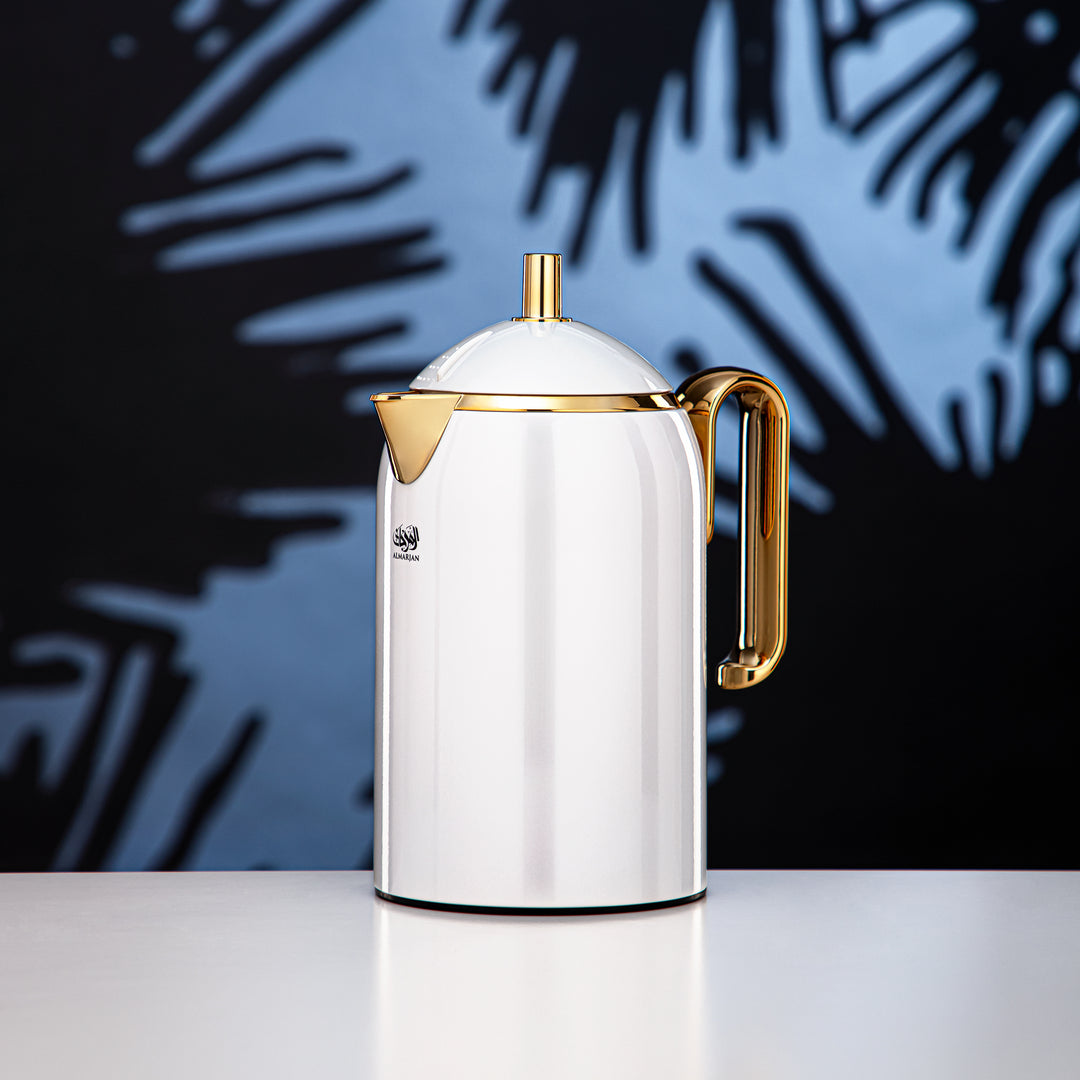 Almarjan 0.65 Liter Vacuum Flask White & Gold - CHA-065WHG