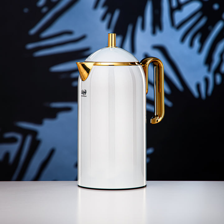 Almarjan 1 Liter Vacuum Flask White & Gold - CHA-100WHG