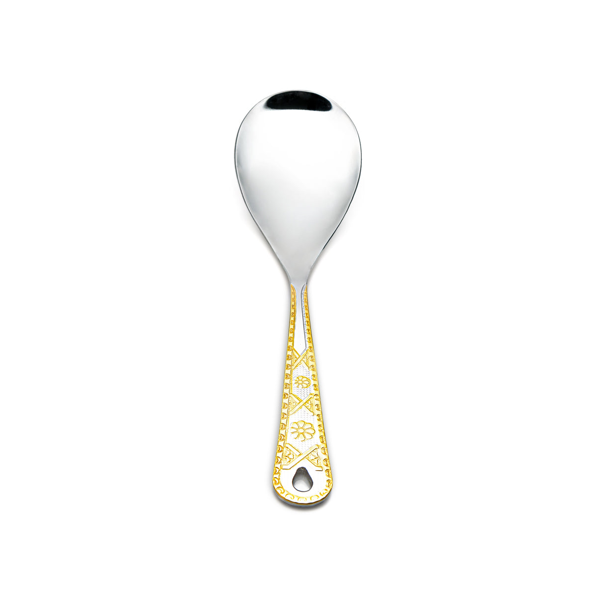 Almarjan Stainless Steel Rice Spoon Silver & Gold - CUT0010195