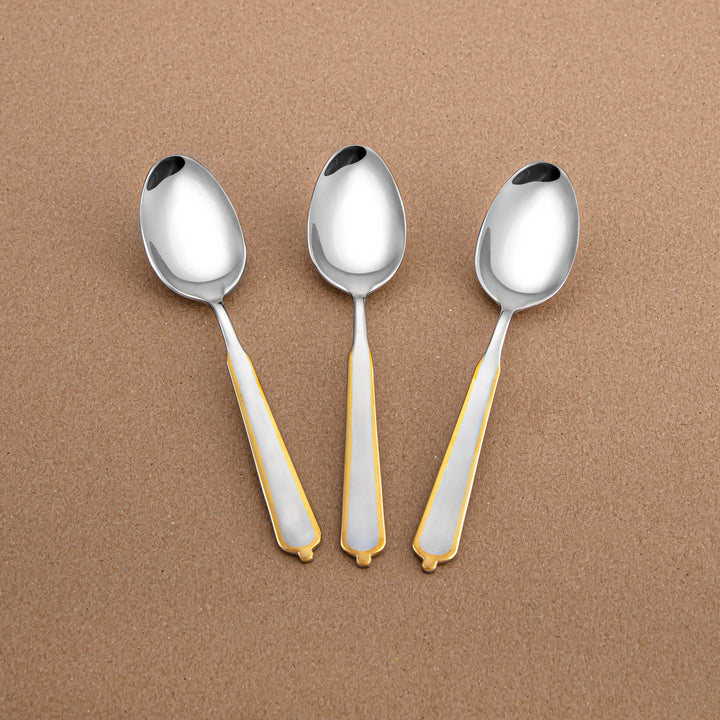 Almarjan 3-Piece Stainless Steel Tea Spoon Set – Mirror Finish, Silver & Gold CUT1620038