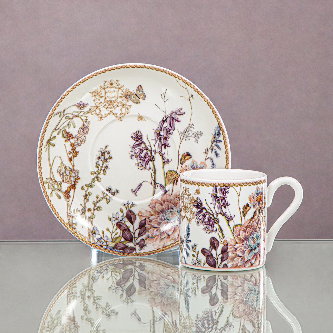 Almarjan 2 Pieces Porcelain Espresso Cup & Saucer - D480 R2028RS2/N