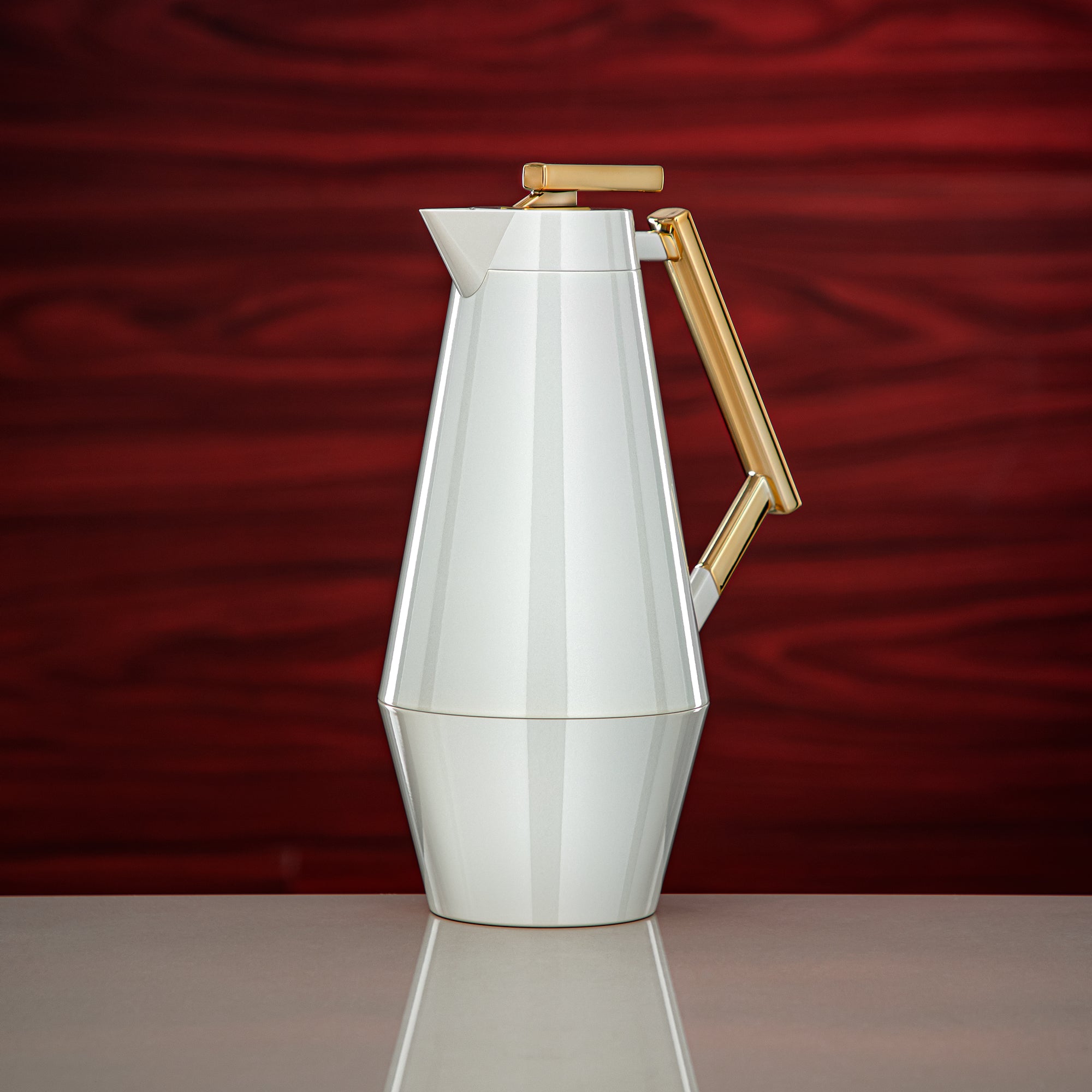 Almarjan Vacuum Flask Set 0.7L & 1L Pearl White & Gold