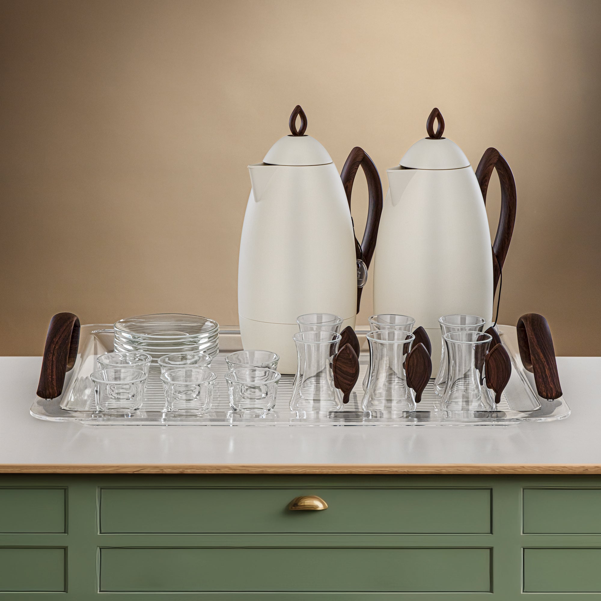 طقم ترامس المرجان، طقم مكون من 21 قطعة، بلون العاجي المطفي والخشب الداكن (FG212-21 MIV/DW)