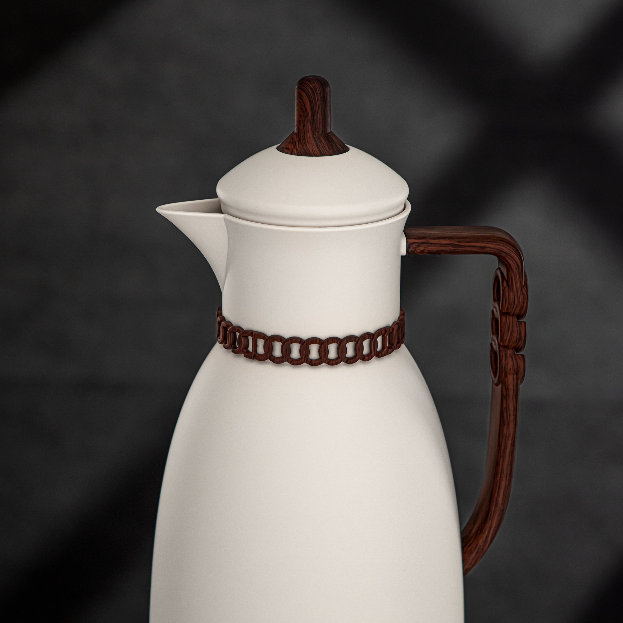 طقم ترامس المرجان 0.7 لتر و1 لتر بلون العاج والخشب الداكن