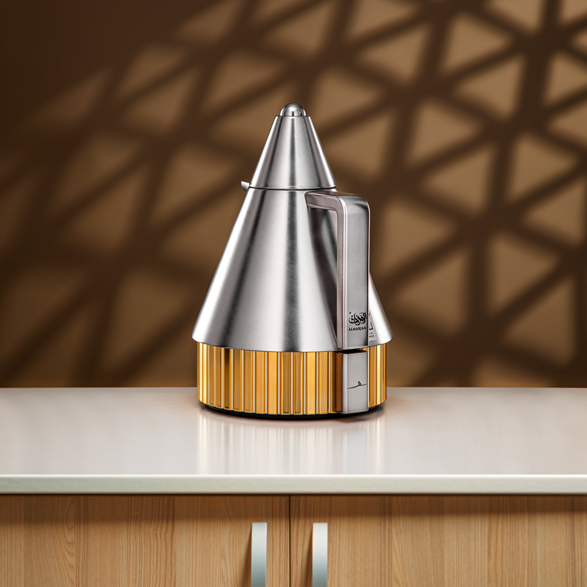 Almarjan Vacuum Flask Set 1L + 1L Matt Nickel & Gold