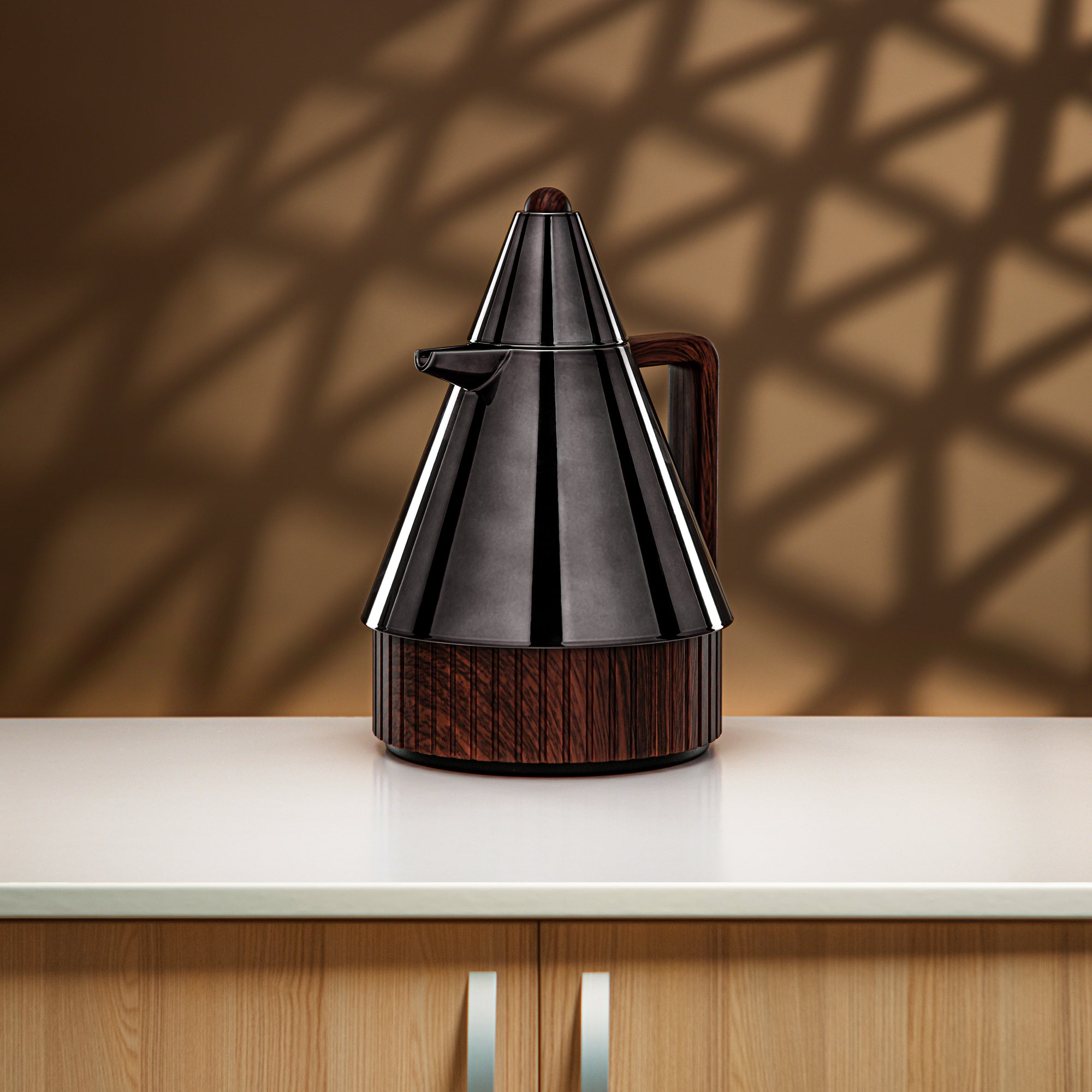 Almarjan Vacuum Flask Set 1L + 1L Gun Black & Dark Wood