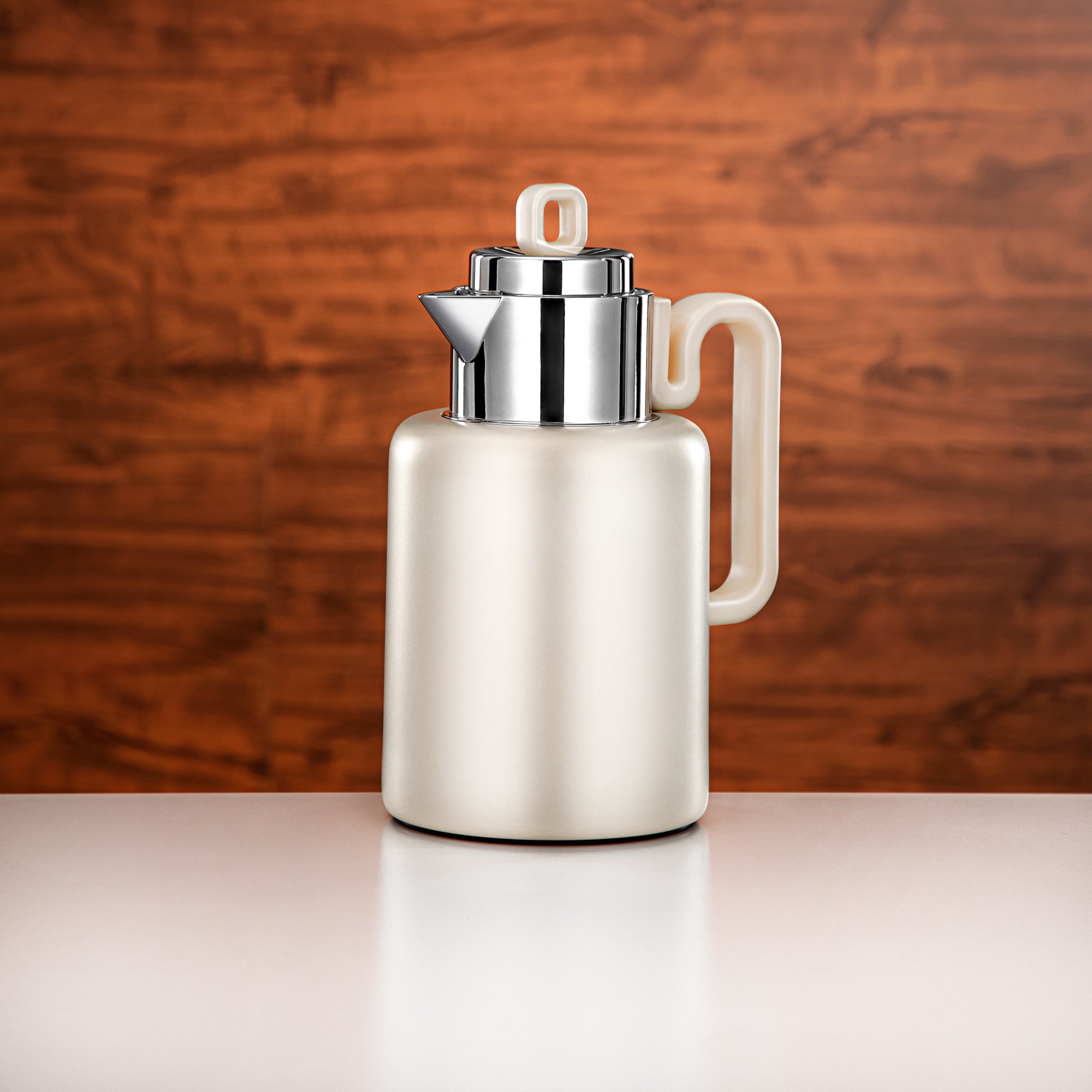 Almarjan Vacuum flask Set 0.5 liter + 1 liter matt pearl white & silver (FG815-050/100 MPW/MC)