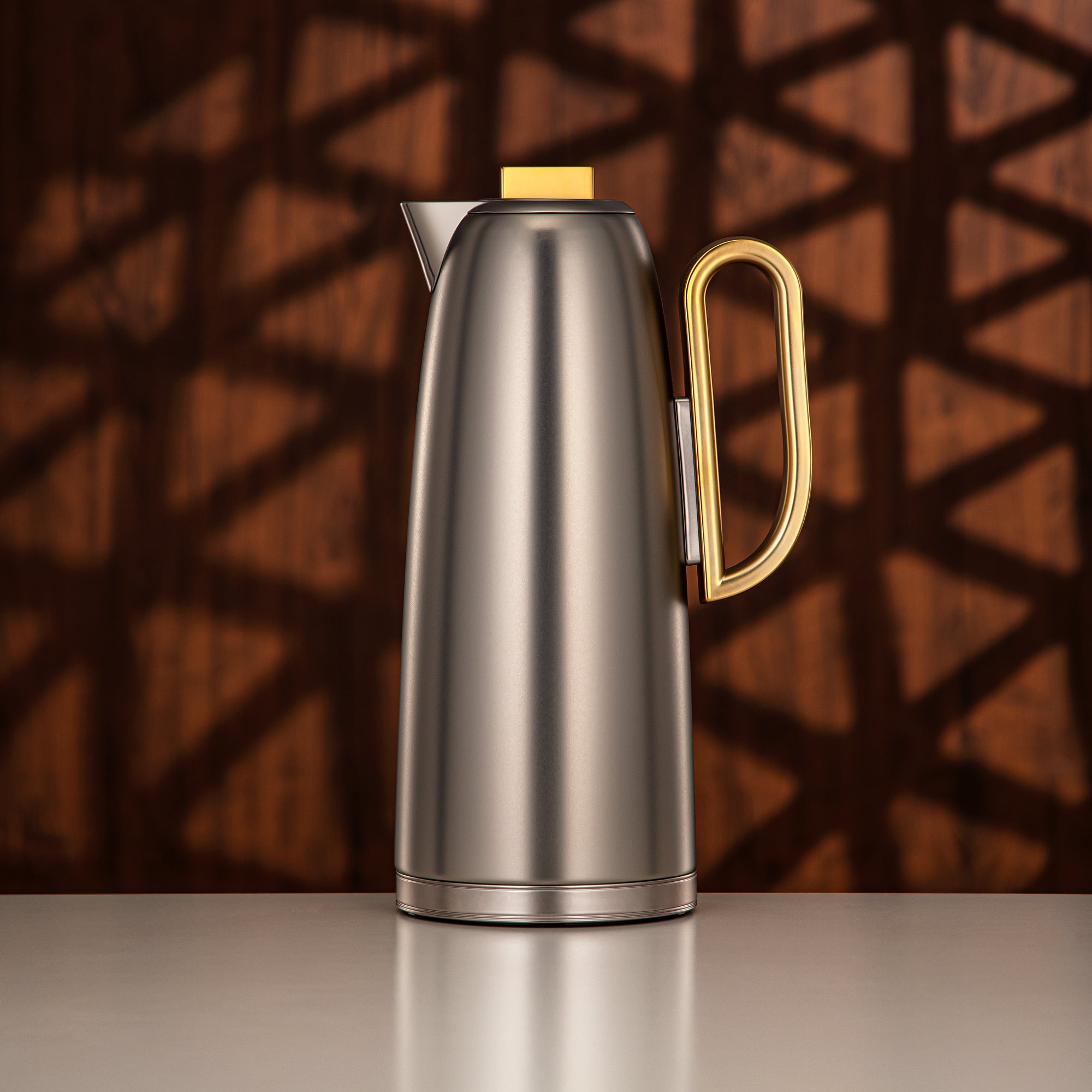 Almarjan Vacuum Flask Set 0.7L & 1L Matt Nickel & Matt Gold
