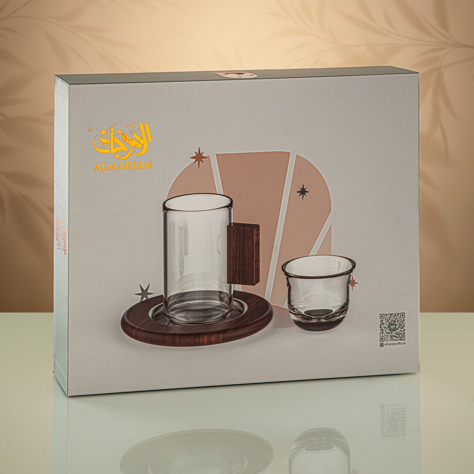 طقم شاي المرجان مكون من 18 قطعة شفاف مع لمسات خضراء تيفاني