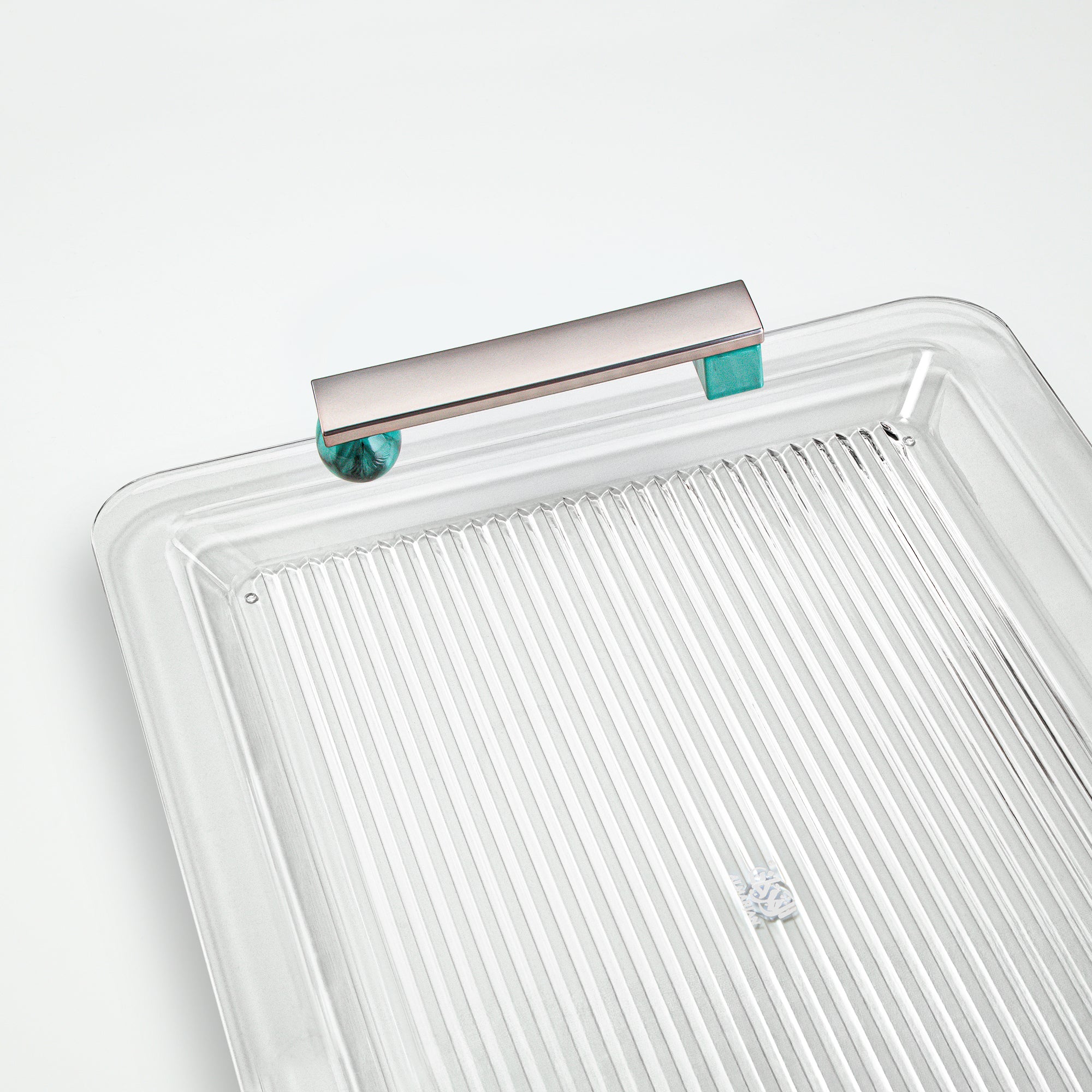 صينية التقديم المرجان ٥٠ سم بلون النيكل غير اللامع والأخضر التيفاني