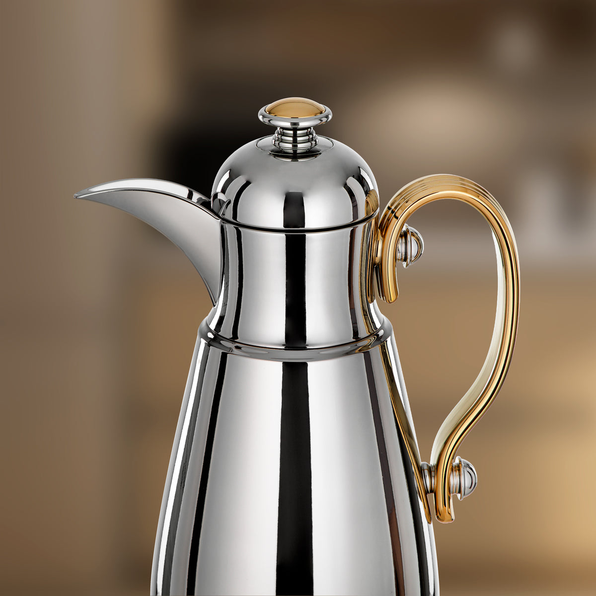 Almarjan Double Wall Vacuum Flask 1 Lit, Silver & Gold
