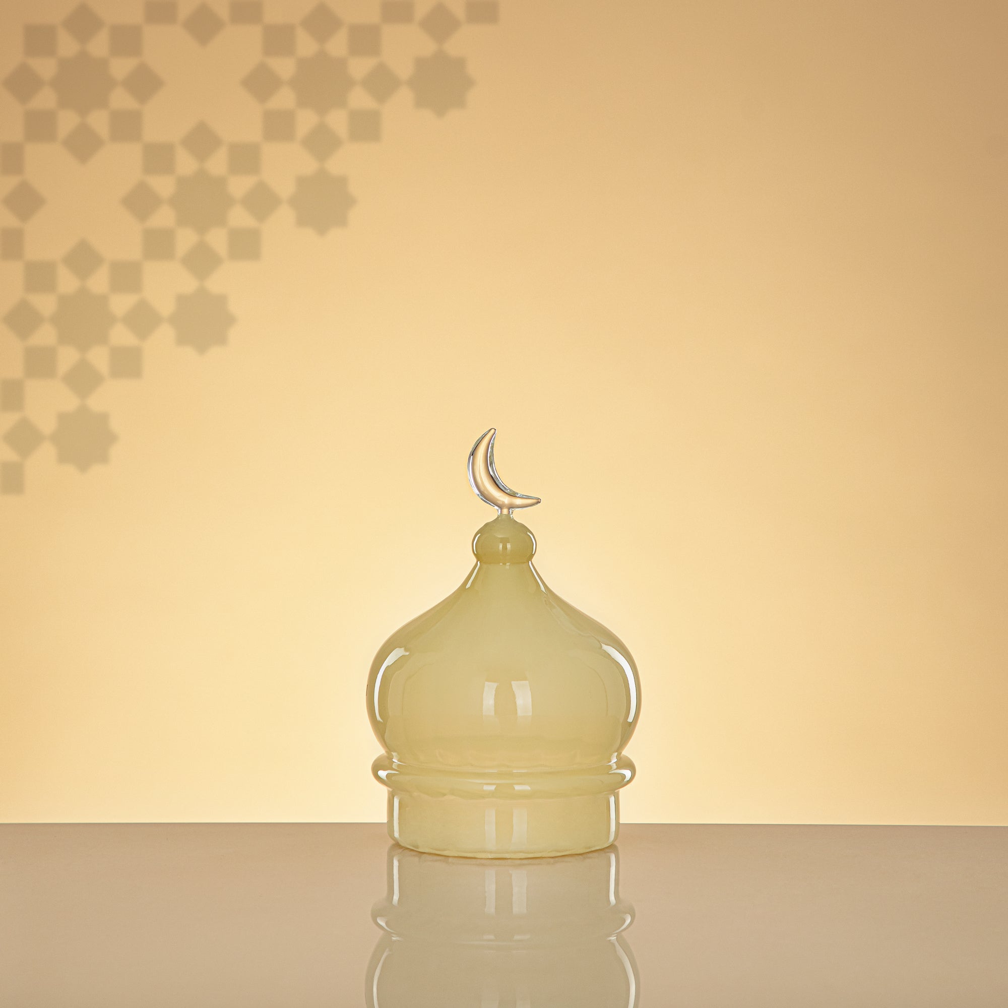 المرجان مئذنة زينة طاولة 17cm x 11cm عاجي مع هلال شفاف – Noor Al Layali